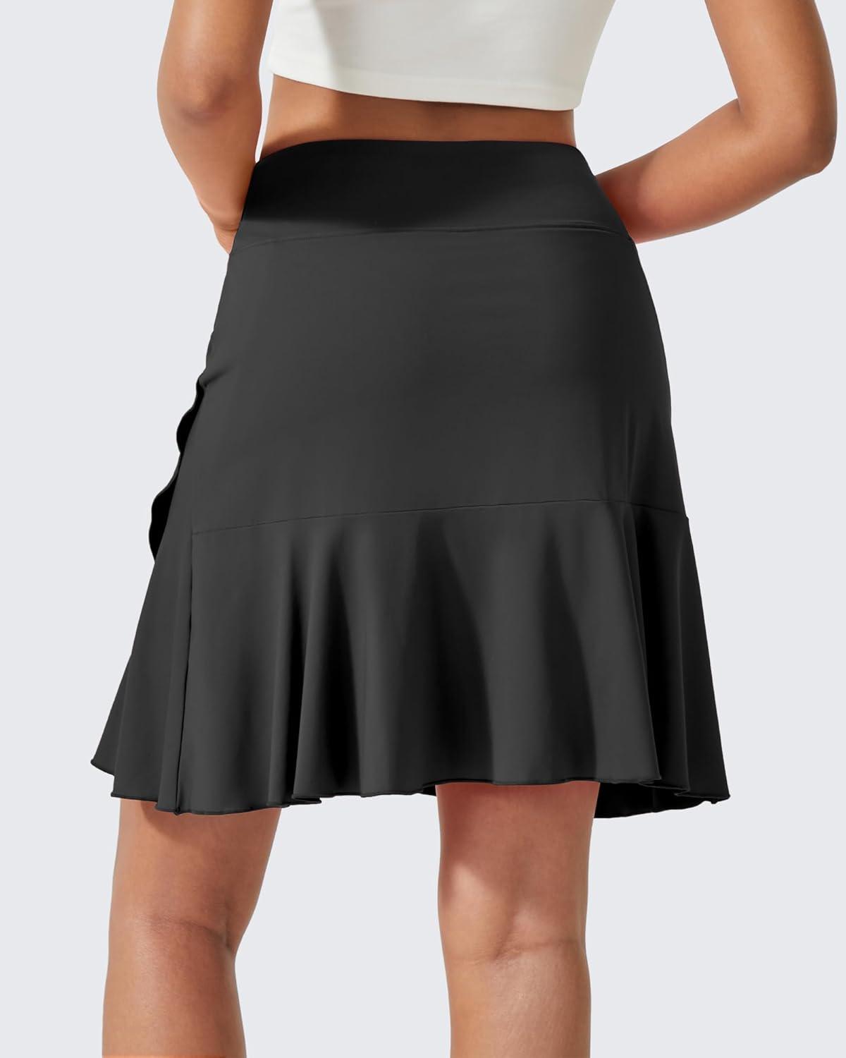 imageG4Free 15quot20quot Tennis Skirts for Women Golf Skorts with Pockets High Waist Ruffle Athletic Skirt Inner Shorts20black