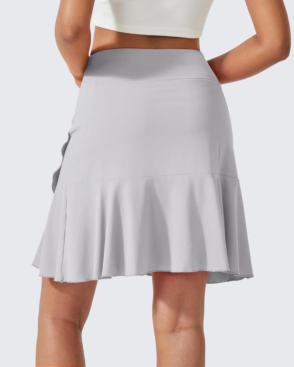 imageG4Free 15quot20quot Tennis Skirts for Women Golf Skorts with Pockets High Waist Ruffle Athletic Skirt Inner Shorts20grey