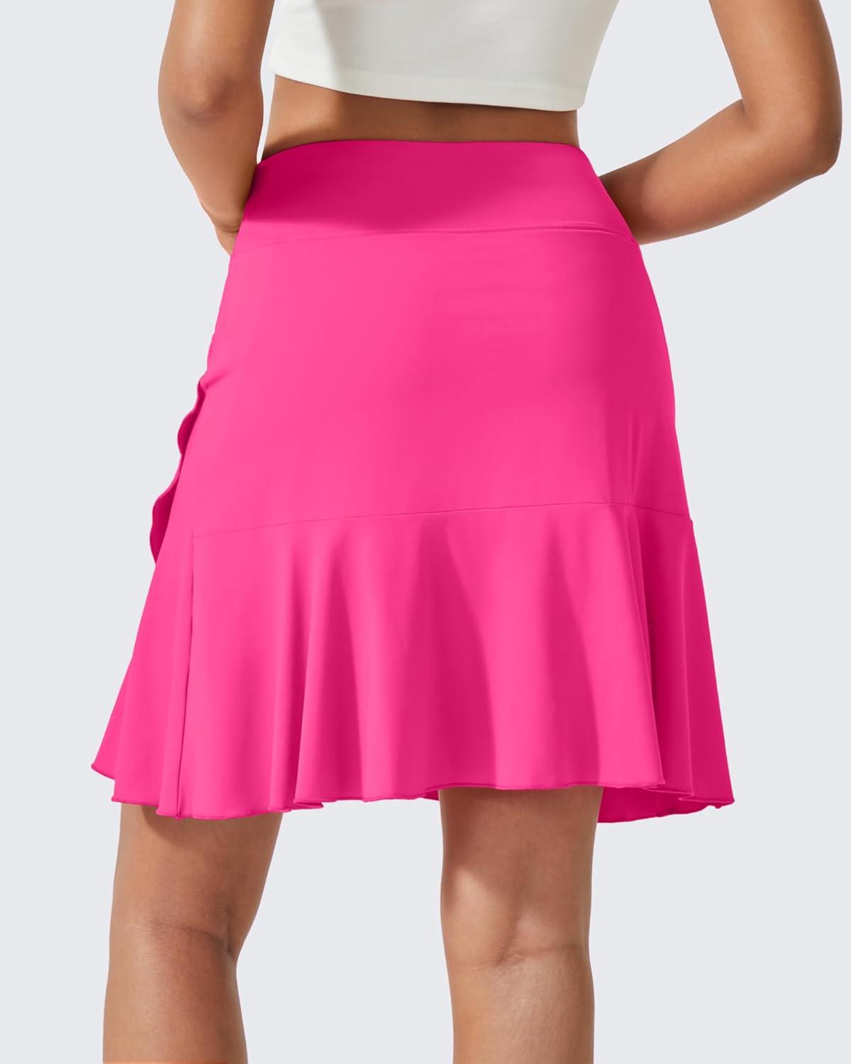 imageG4Free 15quot20quot Tennis Skirts for Women Golf Skorts with Pockets High Waist Ruffle Athletic Skirt Inner Shorts20hot Pink