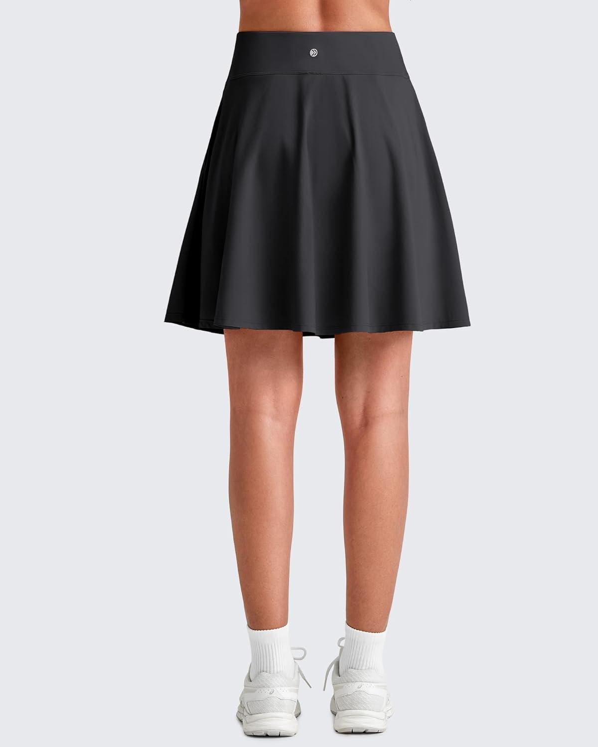 imageG4Free 20quot Knee Length Tennis Skirts for Women High Waisted Golf Skorts Soft Athletic Builtin Shorts 3 PocketsBlack