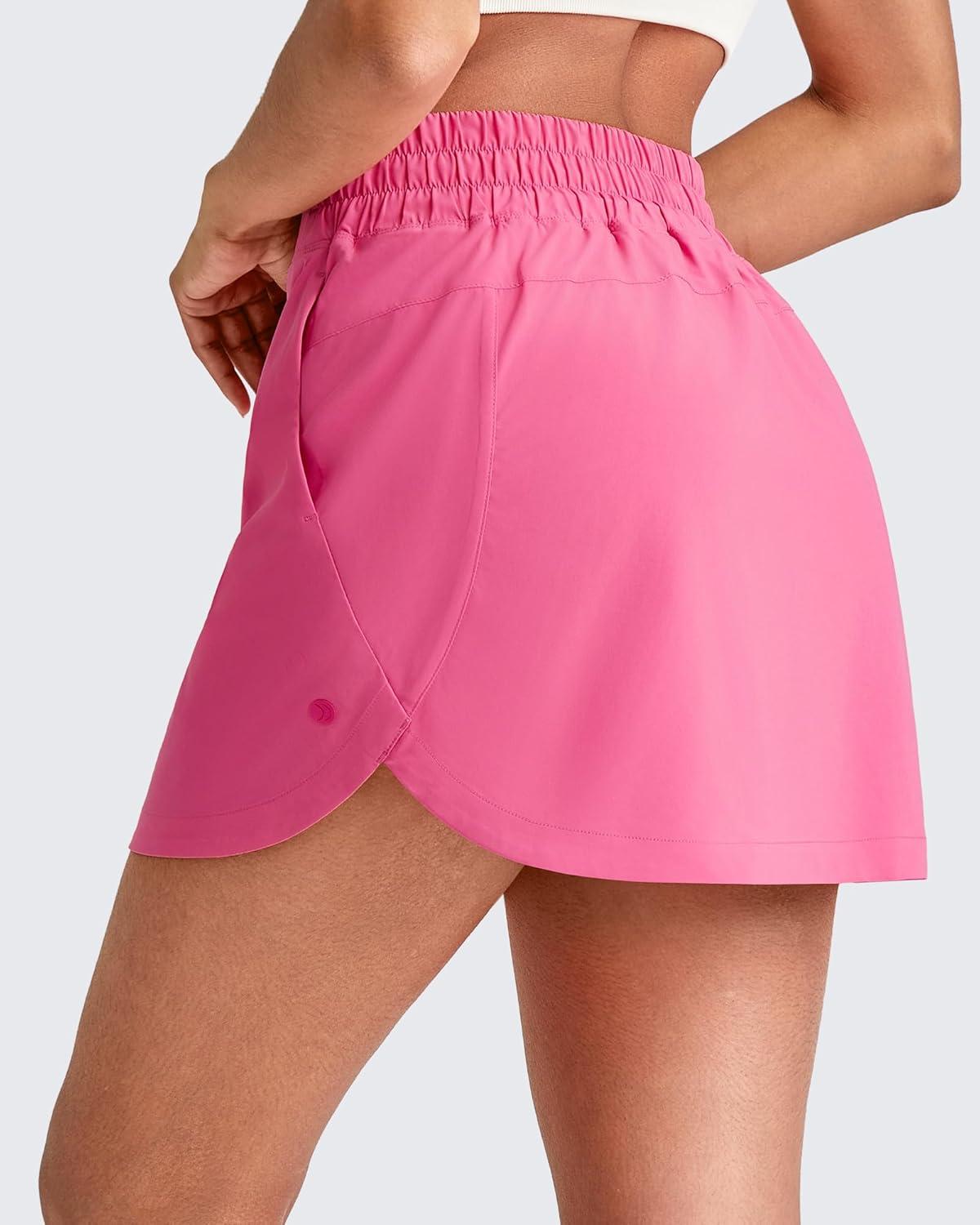 imageG4Free A Line Golf Skirts for Women 15 Elastic High Waisted Tennis Skorts Soft Casual Athletic Inner Shorts 4 PocketsRose Pink