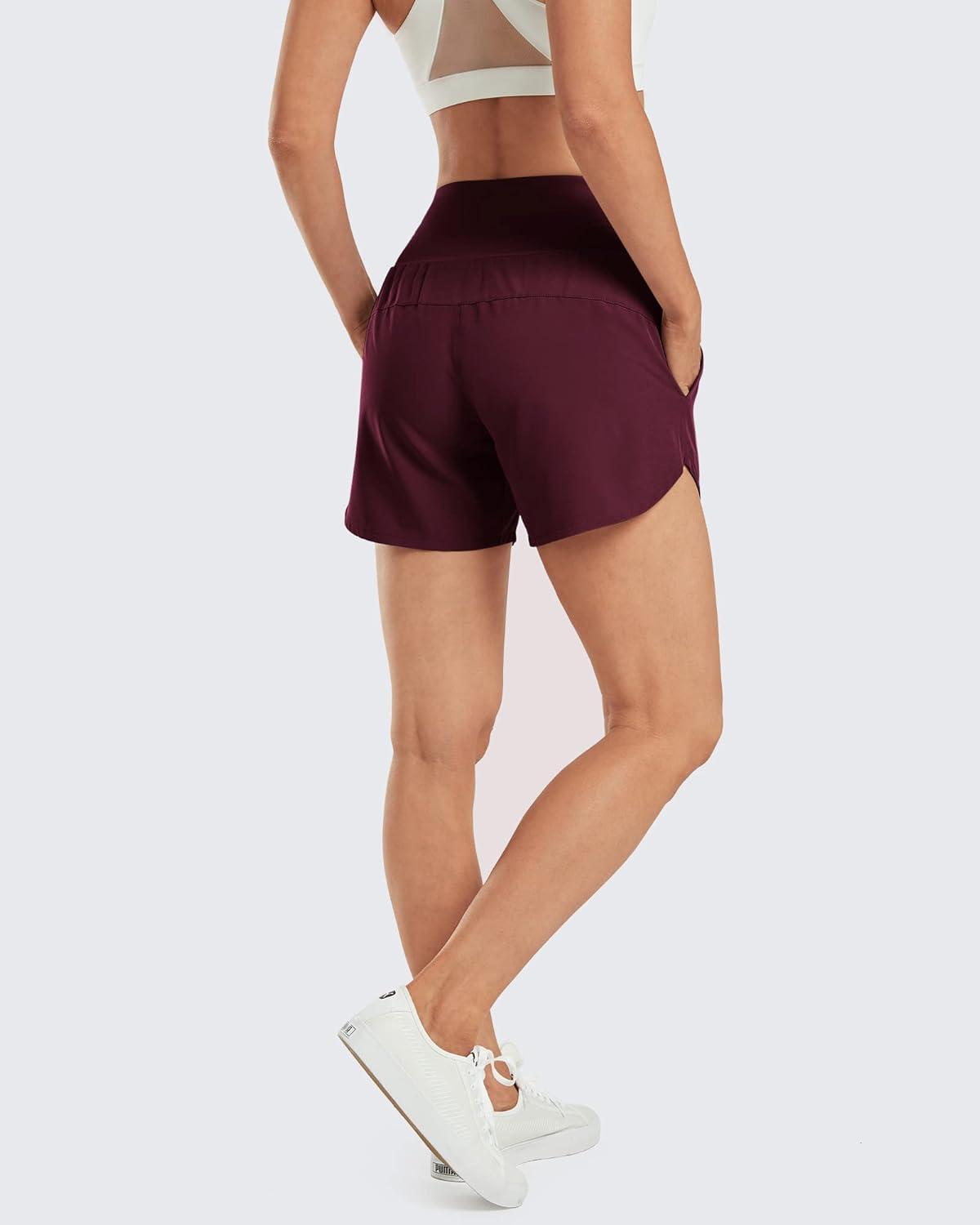 imageG4Free Athletic Shorts for Women Lightweight Running Shorts with Pockets 5quot Quick Dry Workout Shorts for Gym ExerciseBurgundy
