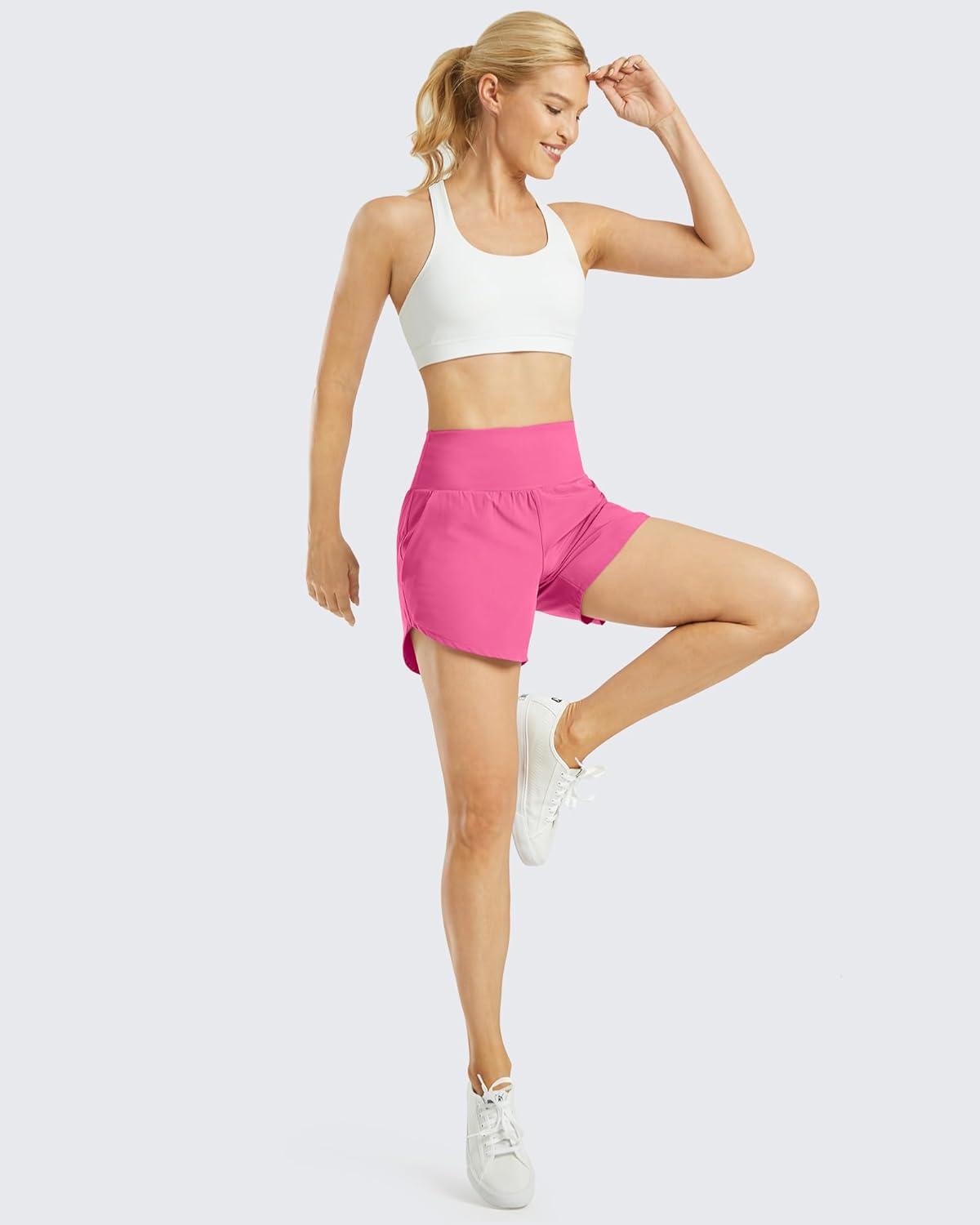 imageG4Free Athletic Shorts for Women Lightweight Running Shorts with Pockets 5quot Quick Dry Workout Shorts for Gym ExerciseRosy Pink