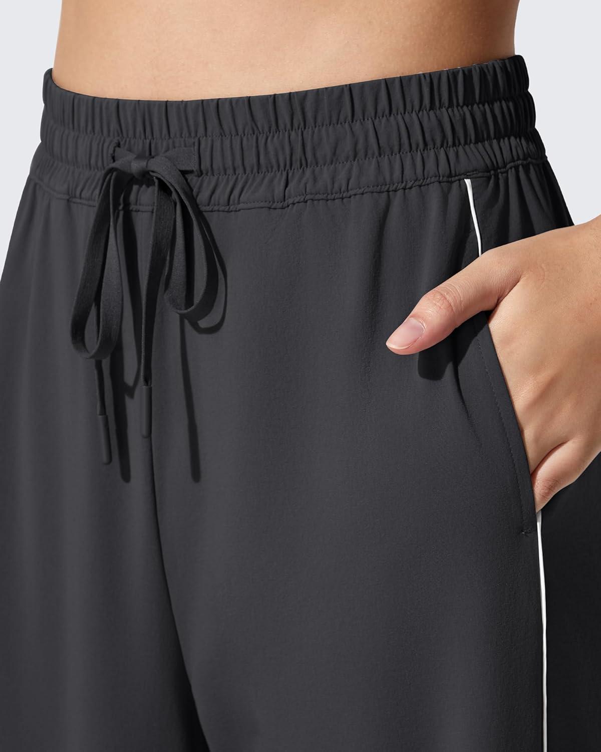 imageG4Free Athletic Wide Leg Sweatpants Yoga Pants with Pockets Drawcord Casual Lounge PantsBlack