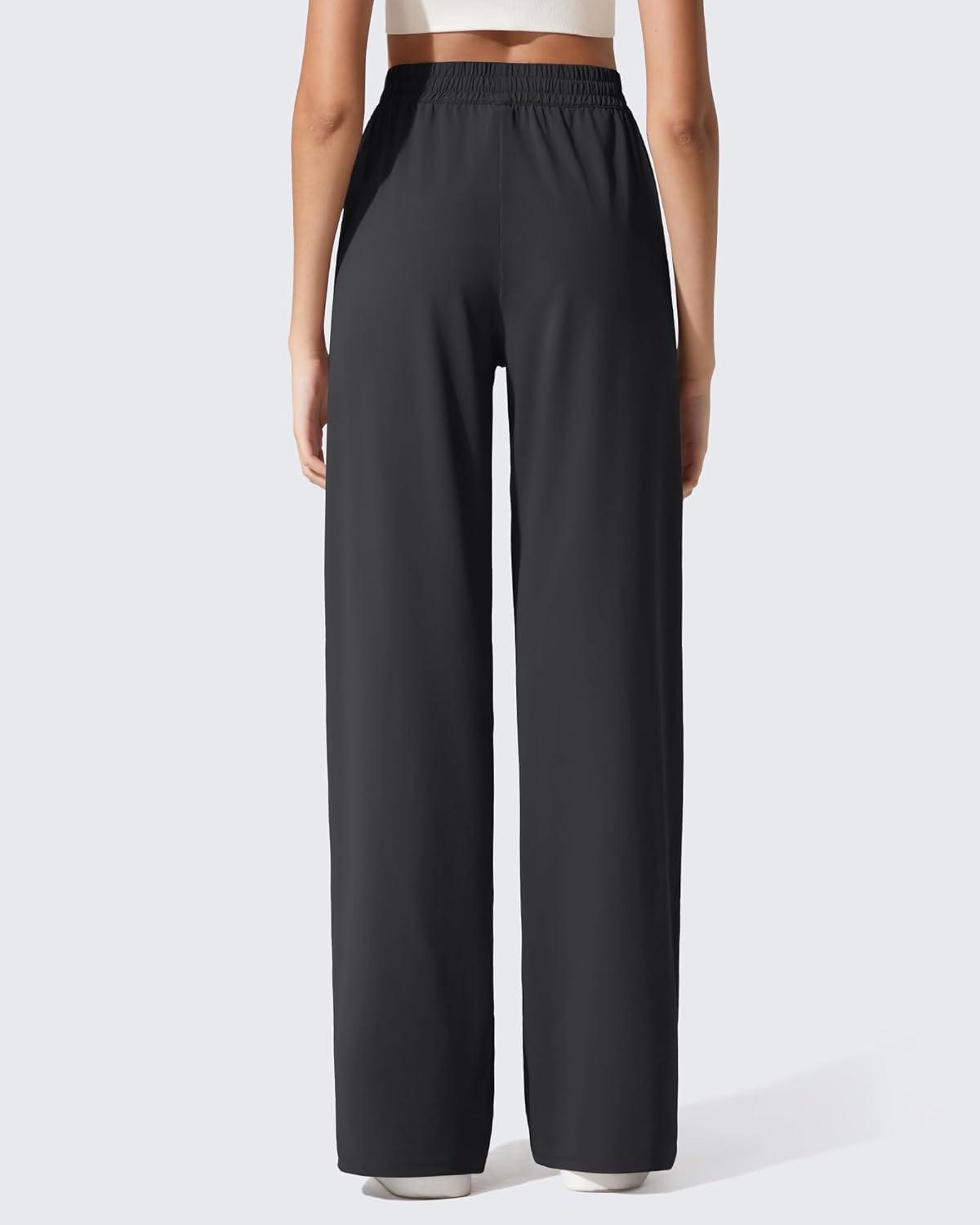 imageG4Free Athletic Wide Leg Sweatpants Yoga Pants with Pockets Drawcord Casual Lounge PantsBlack