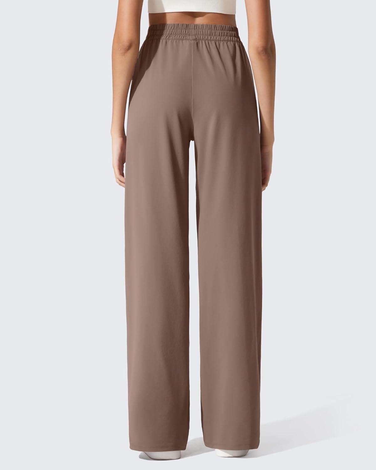 imageG4Free Athletic Wide Leg Sweatpants Yoga Pants with Pockets Drawcord Casual Lounge PantsMocha Cream