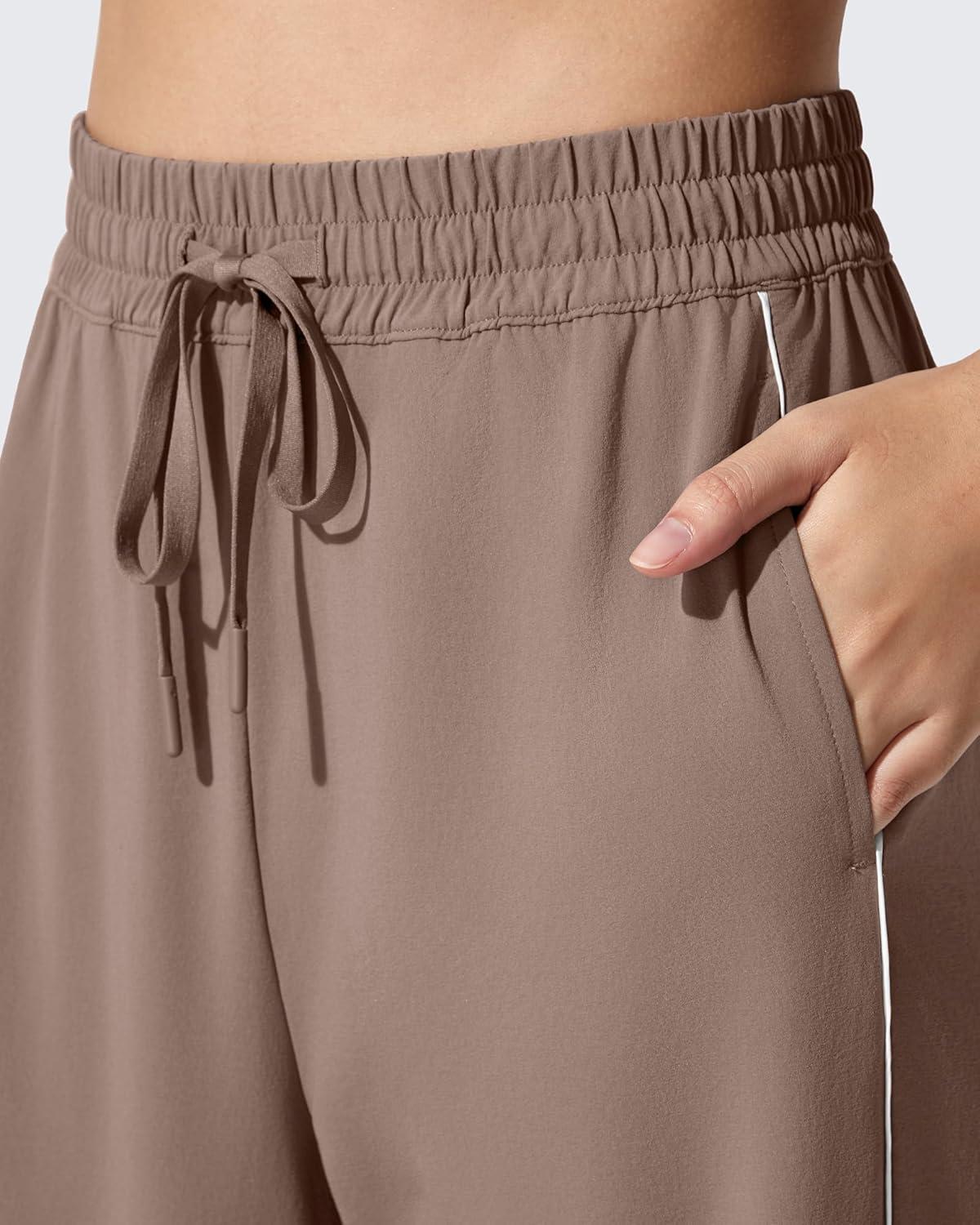 imageG4Free Athletic Wide Leg Sweatpants Yoga Pants with Pockets Drawcord Casual Lounge PantsMocha Cream