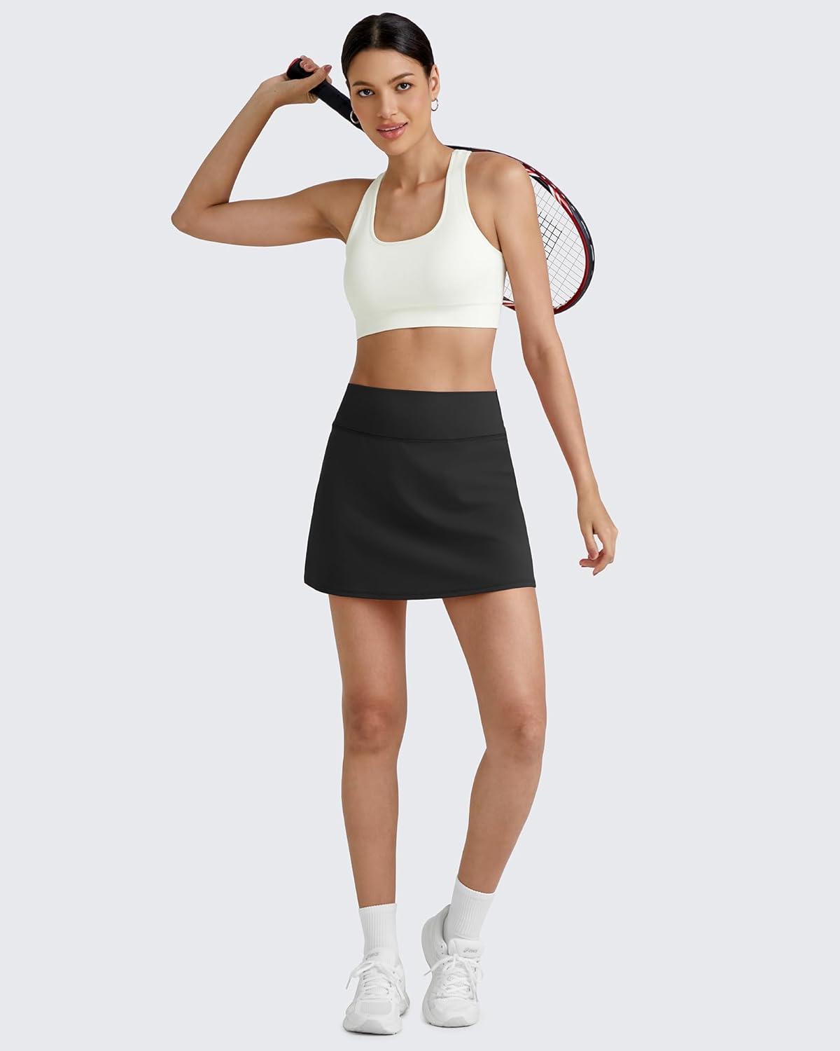 imageG4Free BareFeel 15quot Tennis Skirts for Women High Waisted A Line Casual Athletic Golf Skorts Inner Shorts with 2 PocketsBlack