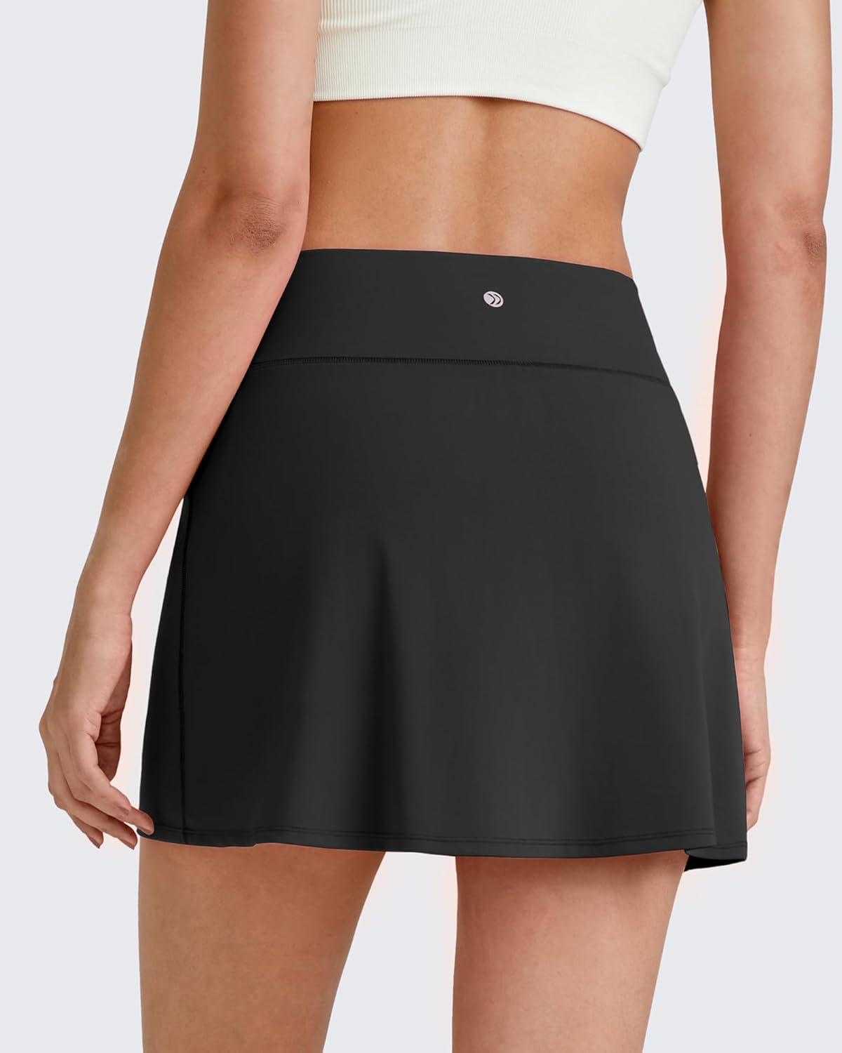 imageG4Free BareFeel 15quot Tennis Skirts for Women High Waisted A Line Casual Athletic Golf Skorts Inner Shorts with 2 PocketsBlack