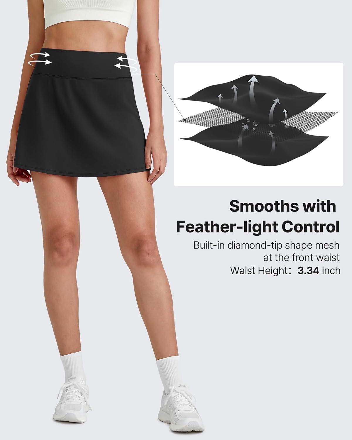 imageG4Free BareFeel 15quot Tennis Skirts for Women High Waisted A Line Casual Athletic Golf Skorts Inner Shorts with 2 PocketsBlack