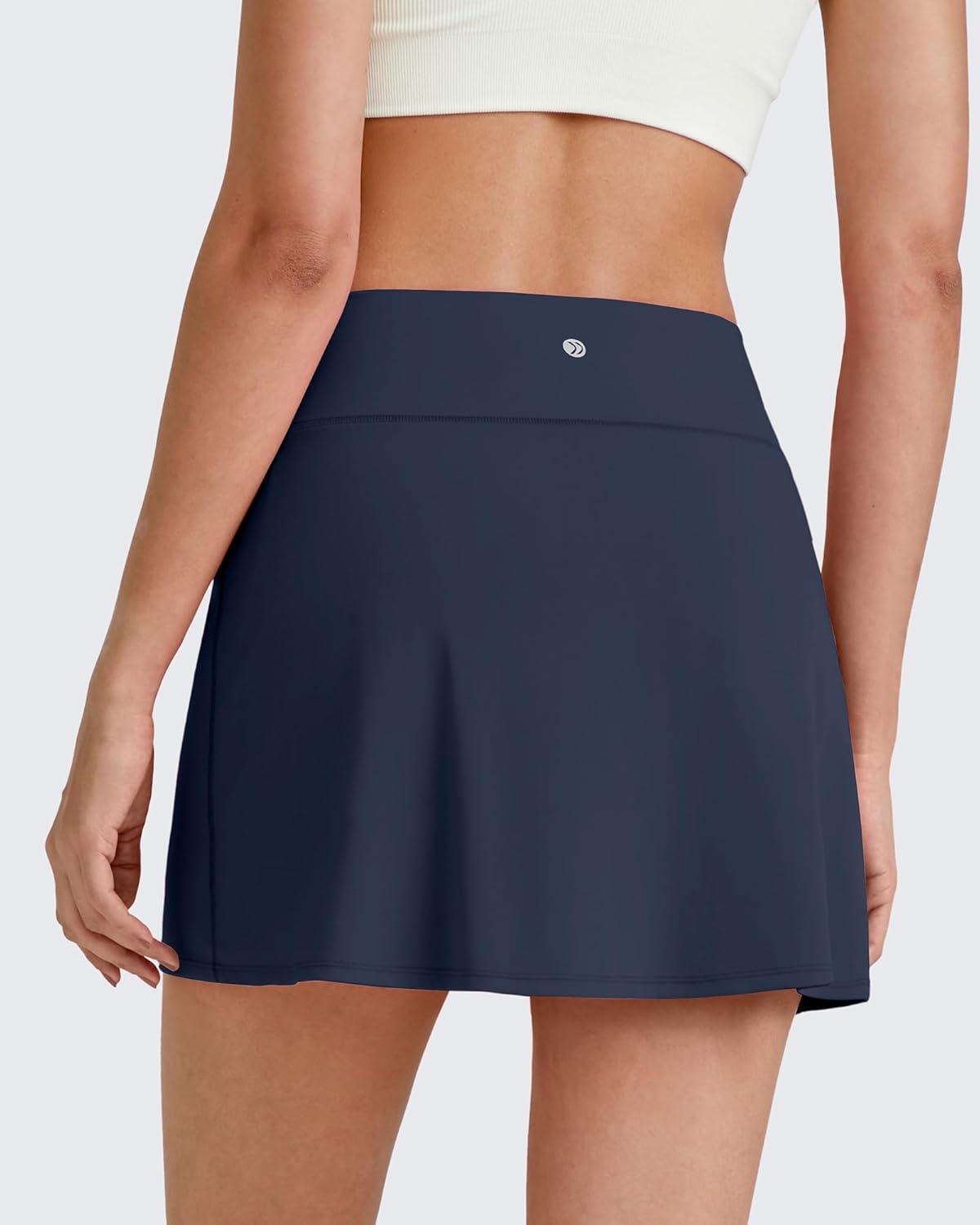 imageG4Free BareFeel 15quot Tennis Skirts for Women High Waisted A Line Casual Athletic Golf Skorts Inner Shorts with 2 PocketsDark Navy