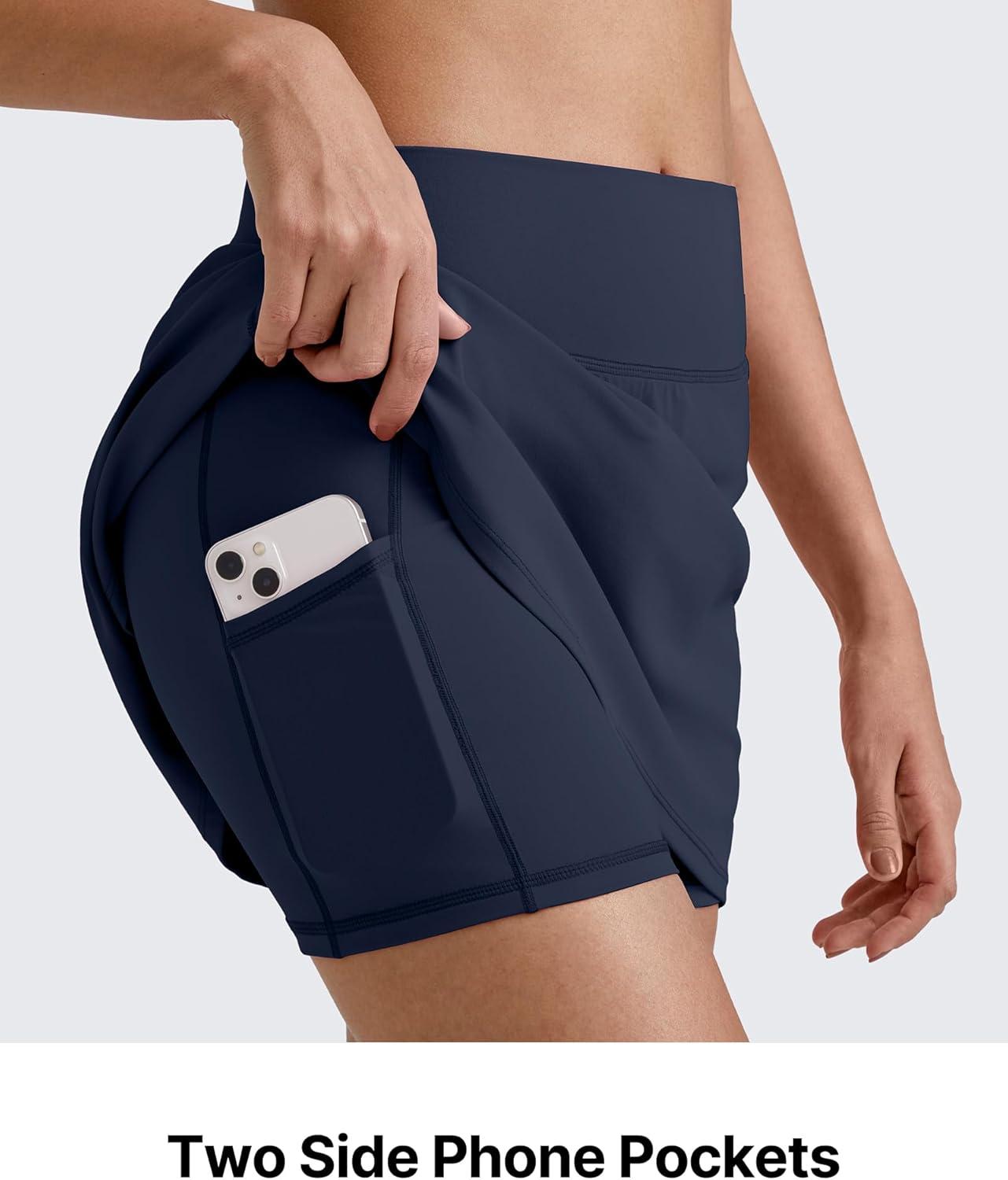 imageG4Free BareFeel 15quot Tennis Skirts for Women High Waisted A Line Casual Athletic Golf Skorts Inner Shorts with 2 PocketsDark Navy