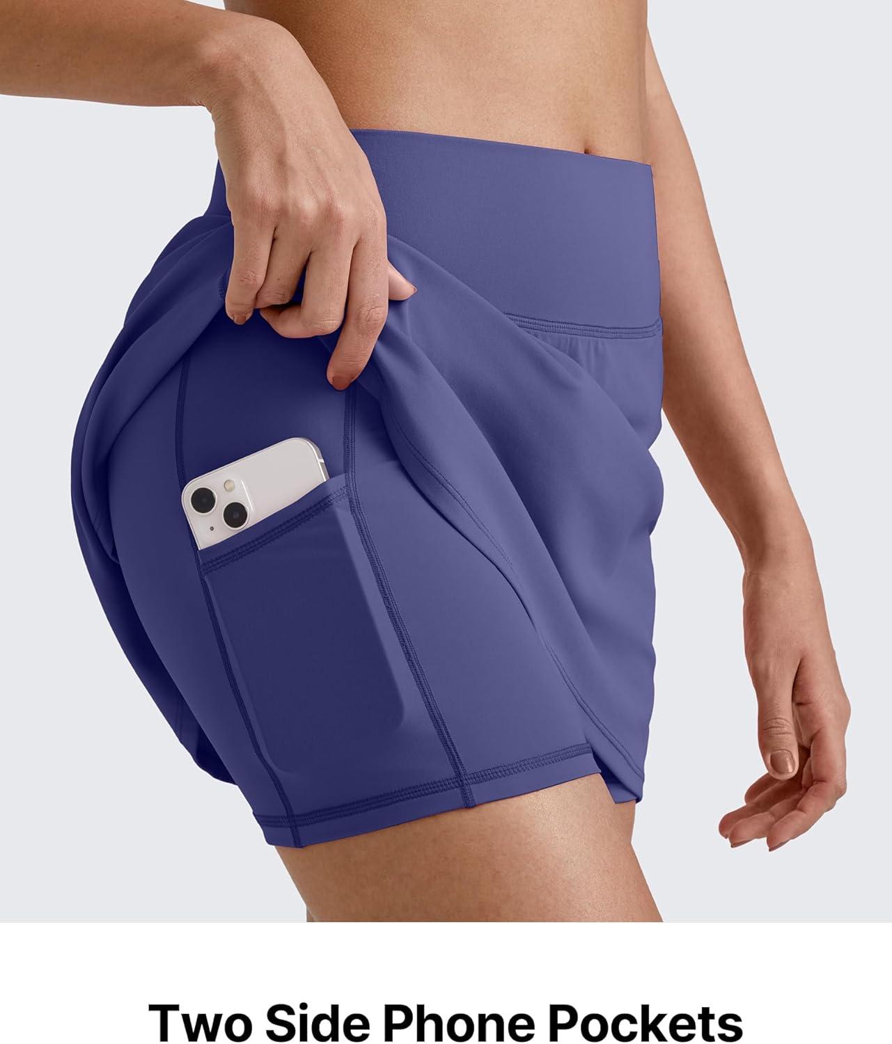 imageG4Free BareFeel 15quot Tennis Skirts for Women High Waisted A Line Casual Athletic Golf Skorts Inner Shorts with 2 PocketsDusky Purple