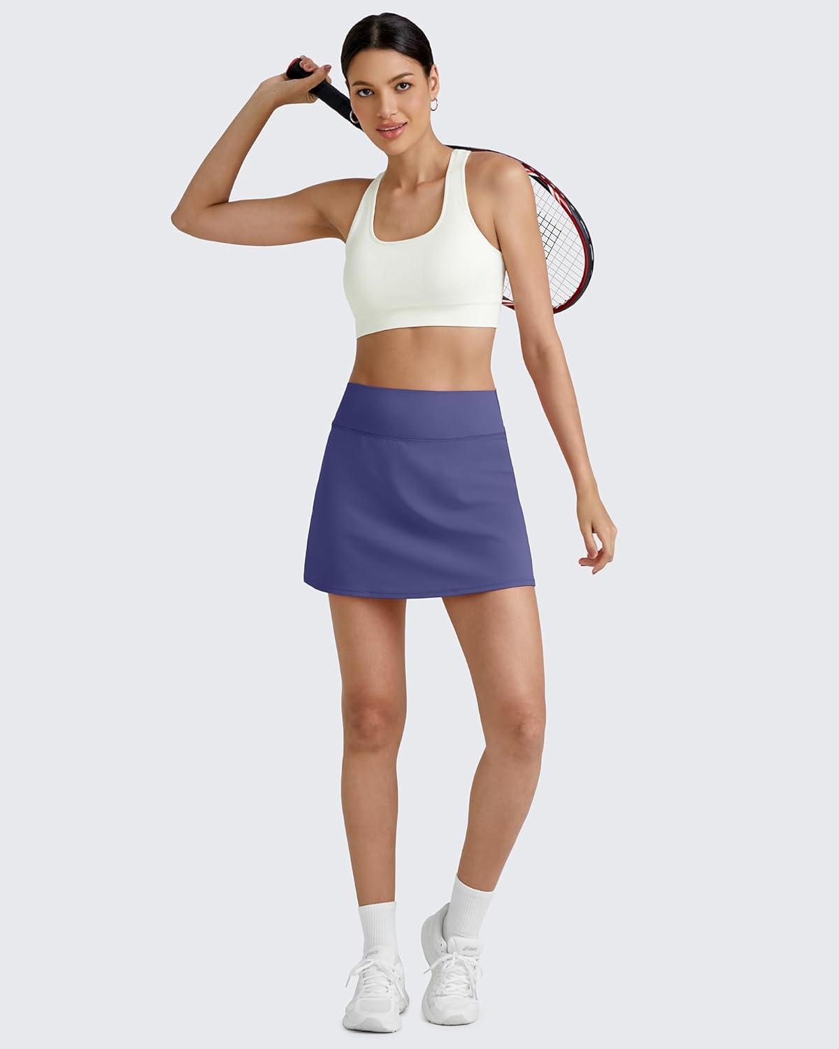 imageG4Free BareFeel 15quot Tennis Skirts for Women High Waisted A Line Casual Athletic Golf Skorts Inner Shorts with 2 PocketsDusky Purple