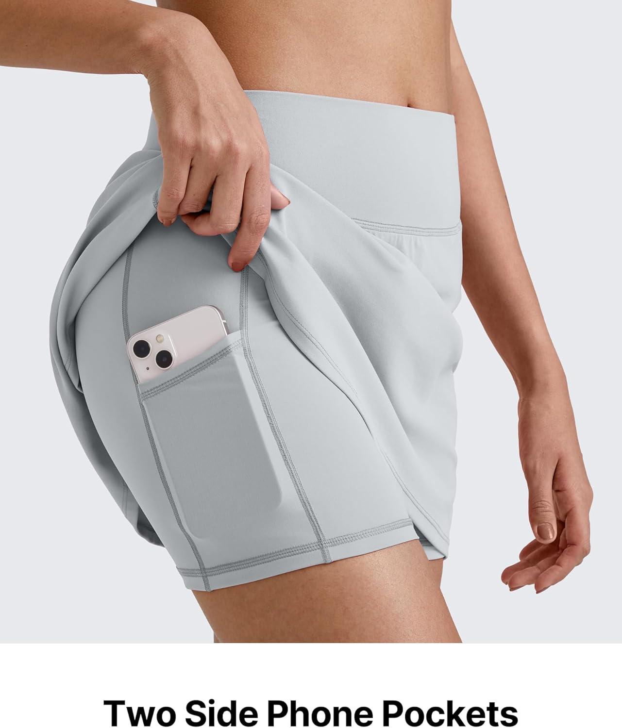 imageG4Free BareFeel 15quot Tennis Skirts for Women High Waisted A Line Casual Athletic Golf Skorts Inner Shorts with 2 PocketsGrey