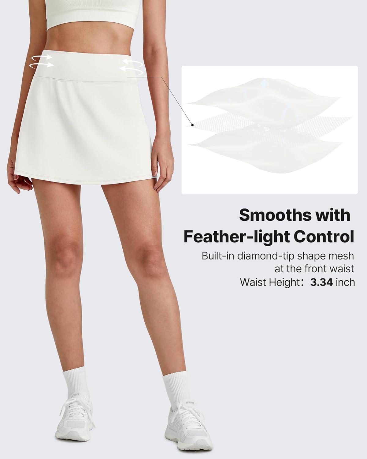 imageG4Free BareFeel 15quot Tennis Skirts for Women High Waisted A Line Casual Athletic Golf Skorts Inner Shorts with 2 PocketsWhite
