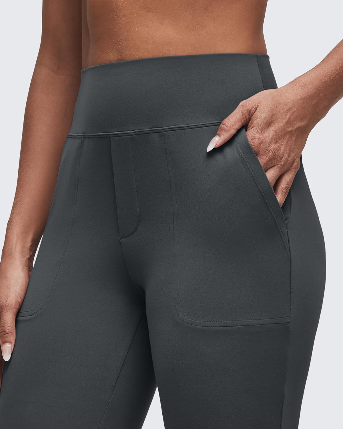 imageG4Free BareFeel Flare Yoga Pants Women High Waisted Bootcut Leggings with Pockets Dress Work Pant PetiteRegularTallDark Gray
