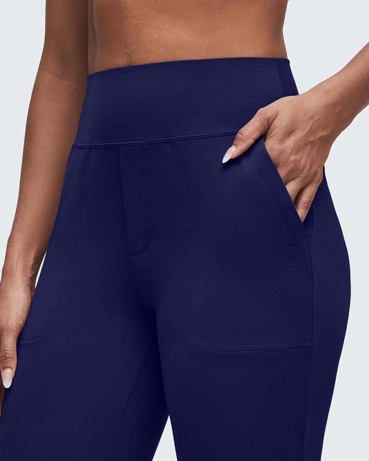 imageG4Free BareFeel Flare Yoga Pants Women High Waisted Bootcut Leggings with Pockets Dress Work Pant PetiteRegularTallRoyal Blue