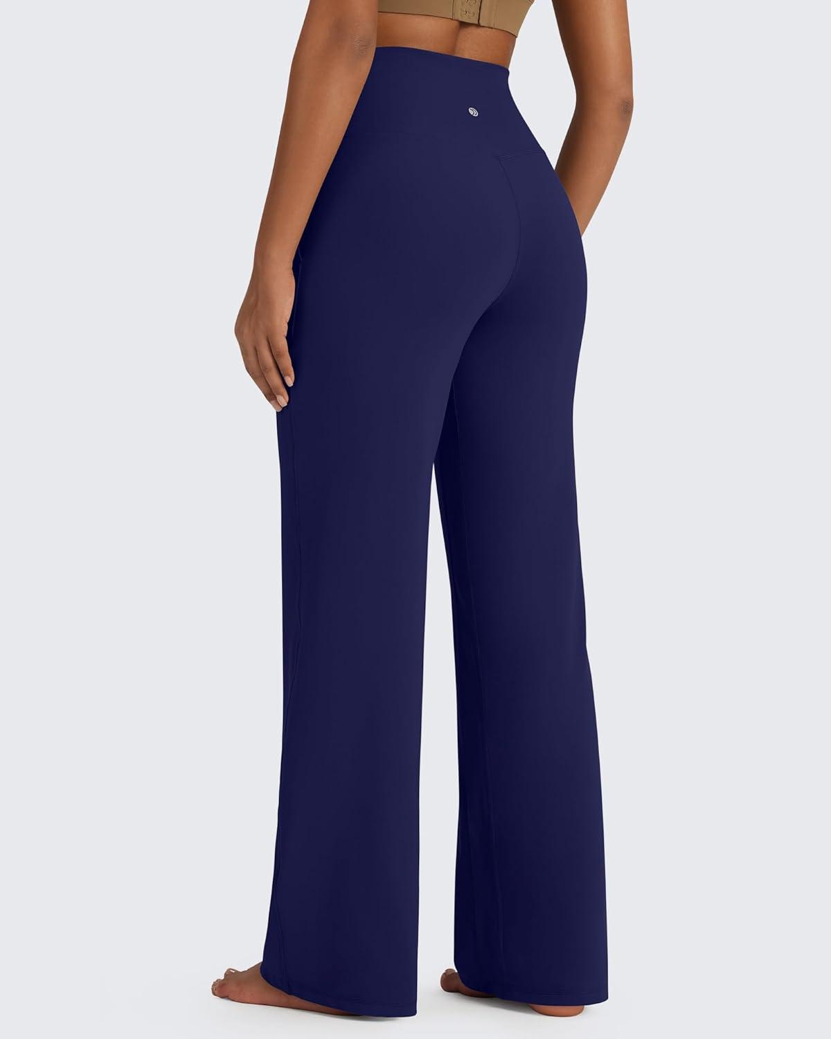 imageG4Free BareFeel High Stretch Yoga Pants Women Soft High Waisted Casual Wide Leg Pants with PocketsRoyal Blue