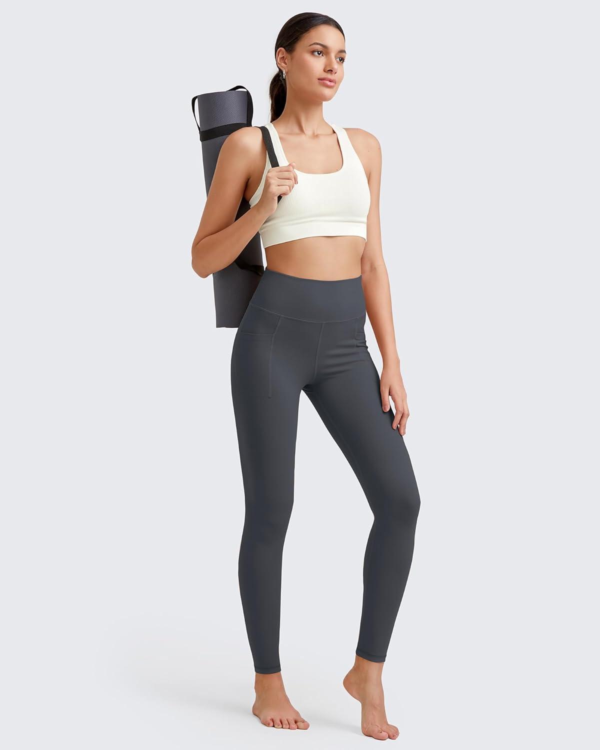 imageG4Free BareFeel High Waisted ClassicSeamless Lounge Leggings Soft Workout Yoga Pants for Women with Pockets 20quot25quot27quot29quotDeep Grey