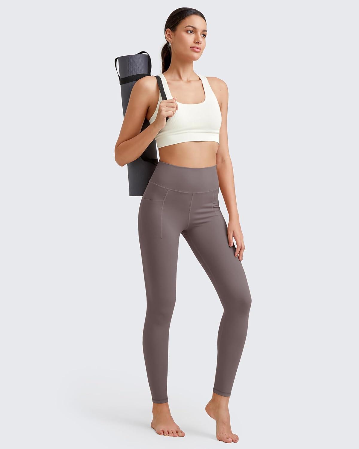 imageG4Free BareFeel High Waisted ClassicSeamless Lounge Leggings Soft Workout Yoga Pants for Women with Pockets 20quot25quot27quot29quotTaupe