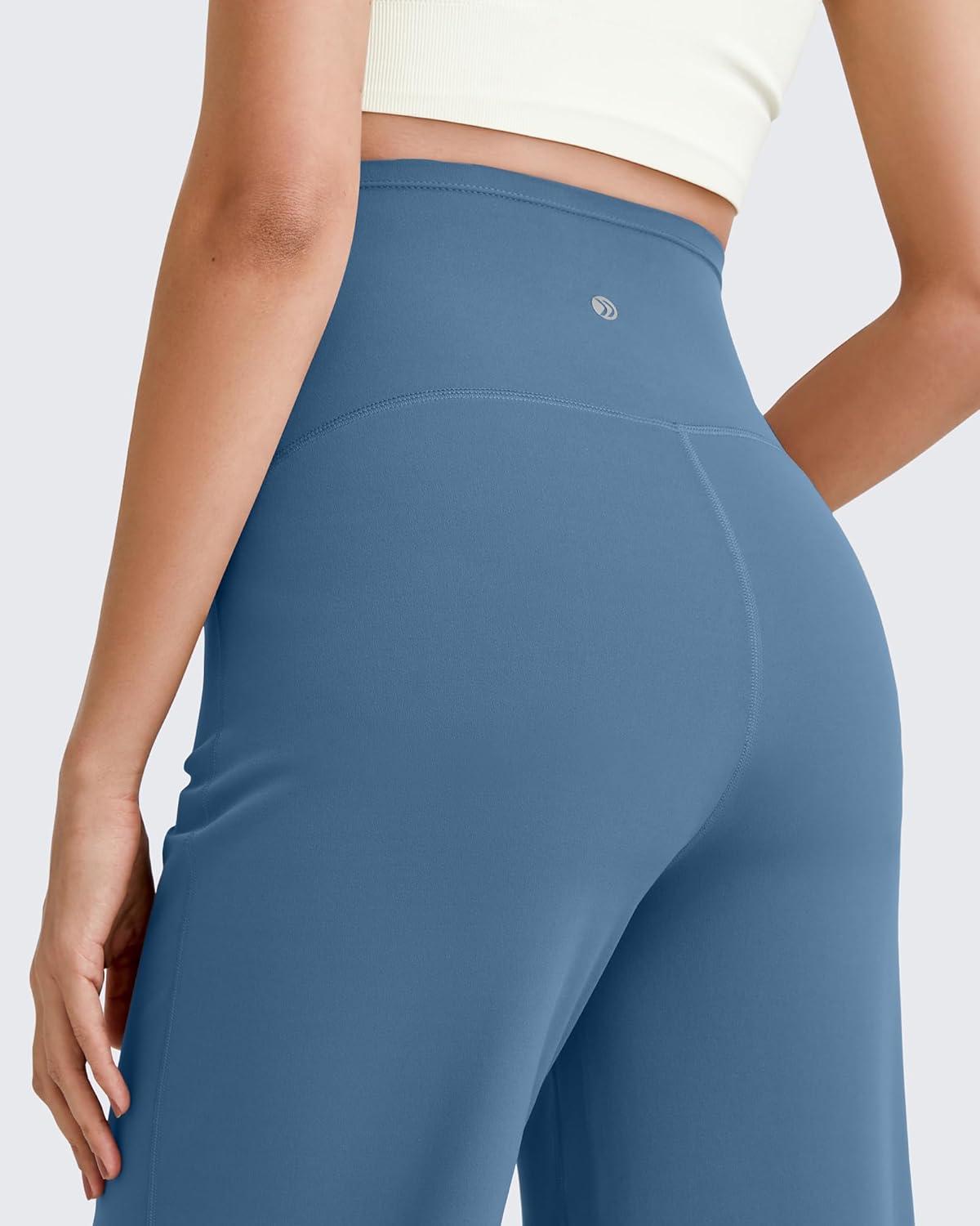 imageG4Free BareFeel Maternity Dress Yoga Pants Over The Belly Stretchy Work Slack Pregnancy Wide Leg Lounge TrousersBlue Gray
