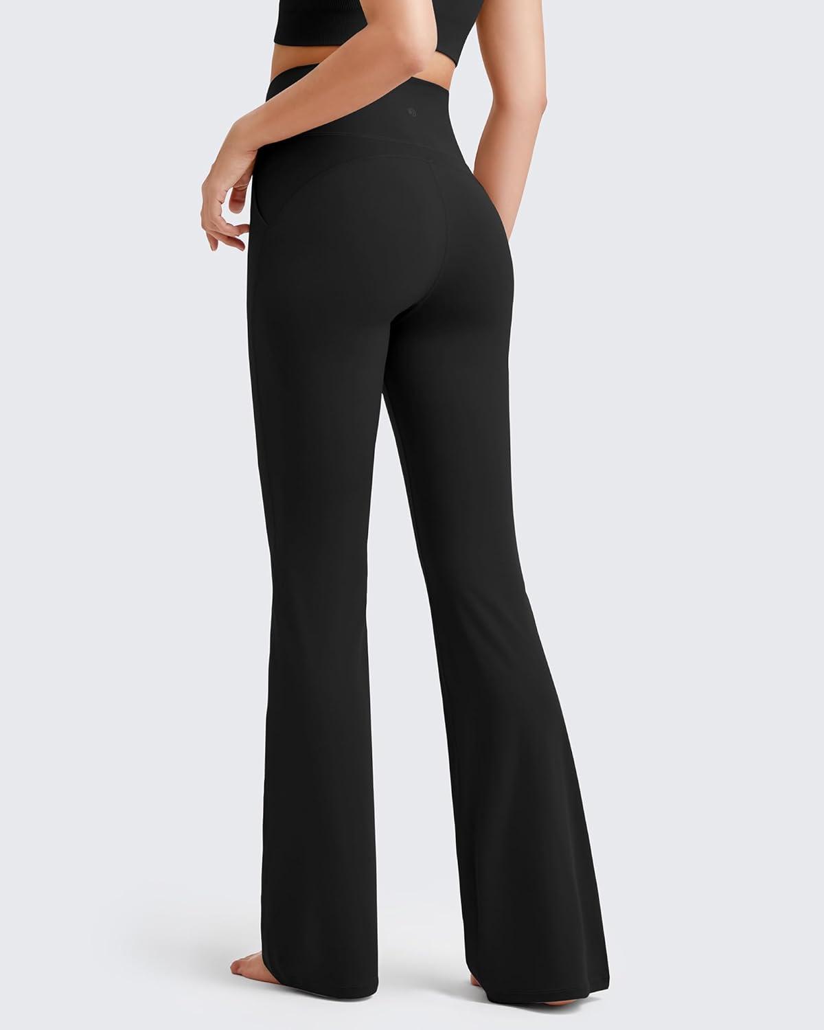 imageG4Free BareFeel Yoga Pants Women High Waisted Flared Leggings with Pockets Soft Casual Flare Pants 29quot31quot33quotBlack