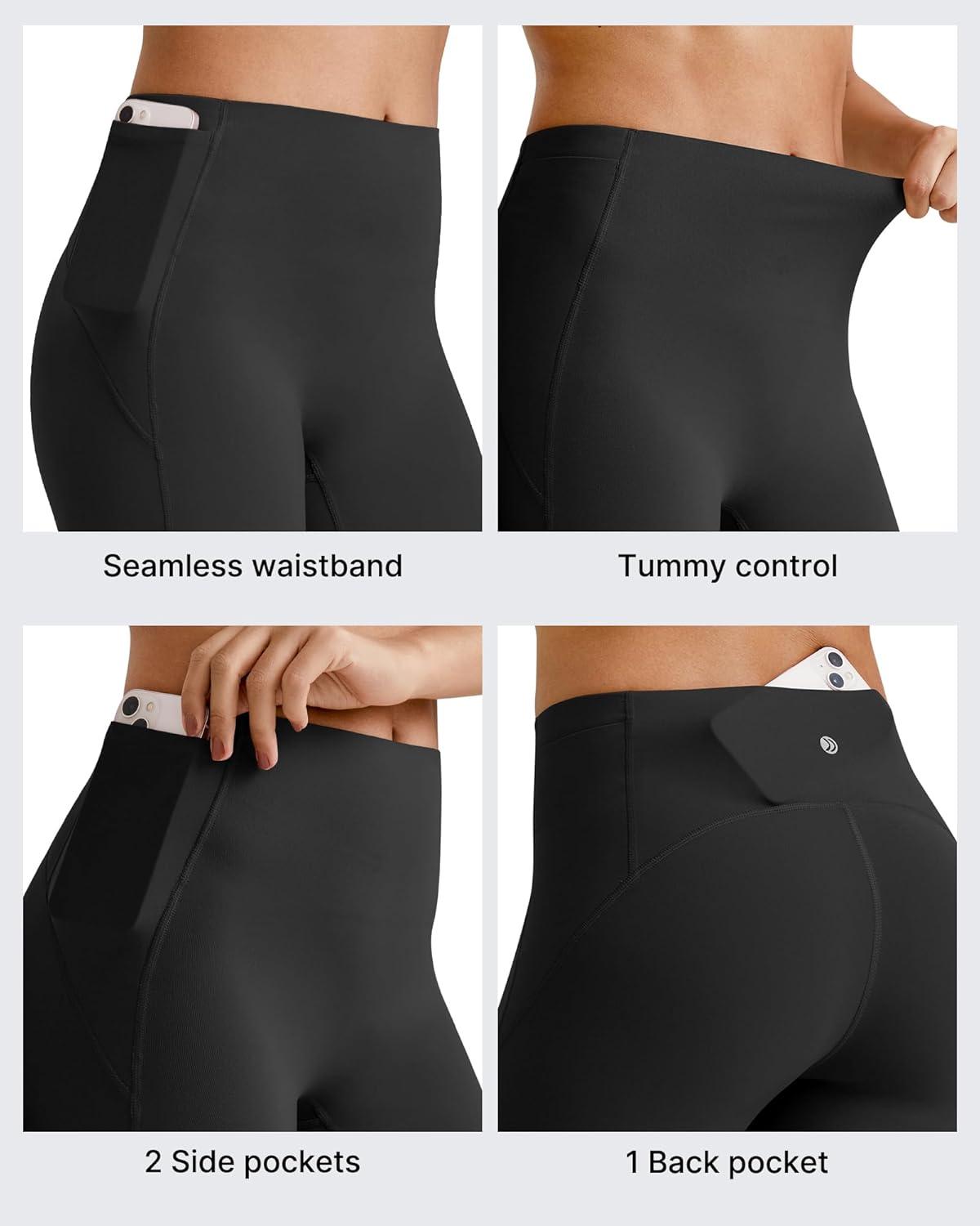 imageG4Free Barefeel Biker Shorts Women Tummy Control High Waisted No Front Seam Workout Gym Shorts with Pockets 4quot 6quot 8quotBlack