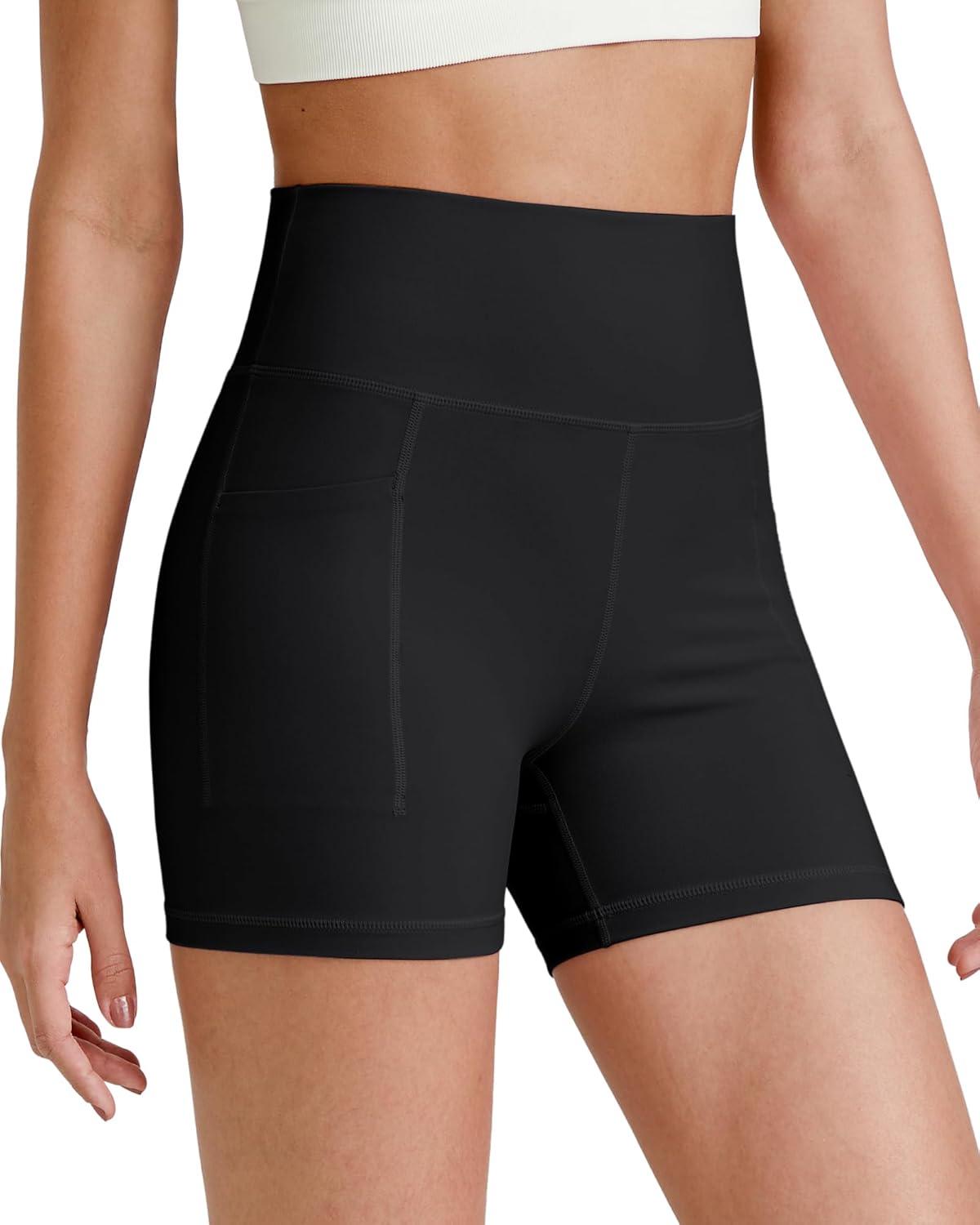 imageG4Free Barefeel Biker Shorts for Women with Pockets High Waisted Workout Athletic Gym Legging Shorts 4quot6quotBlack
