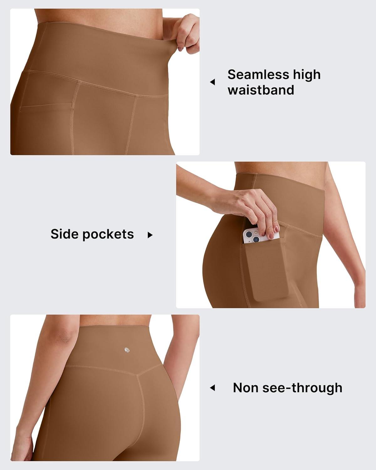 imageG4Free Barefeel Biker Shorts for Women with Pockets High Waisted Workout Athletic Gym Legging Shorts 4quot6quotDark Coffee