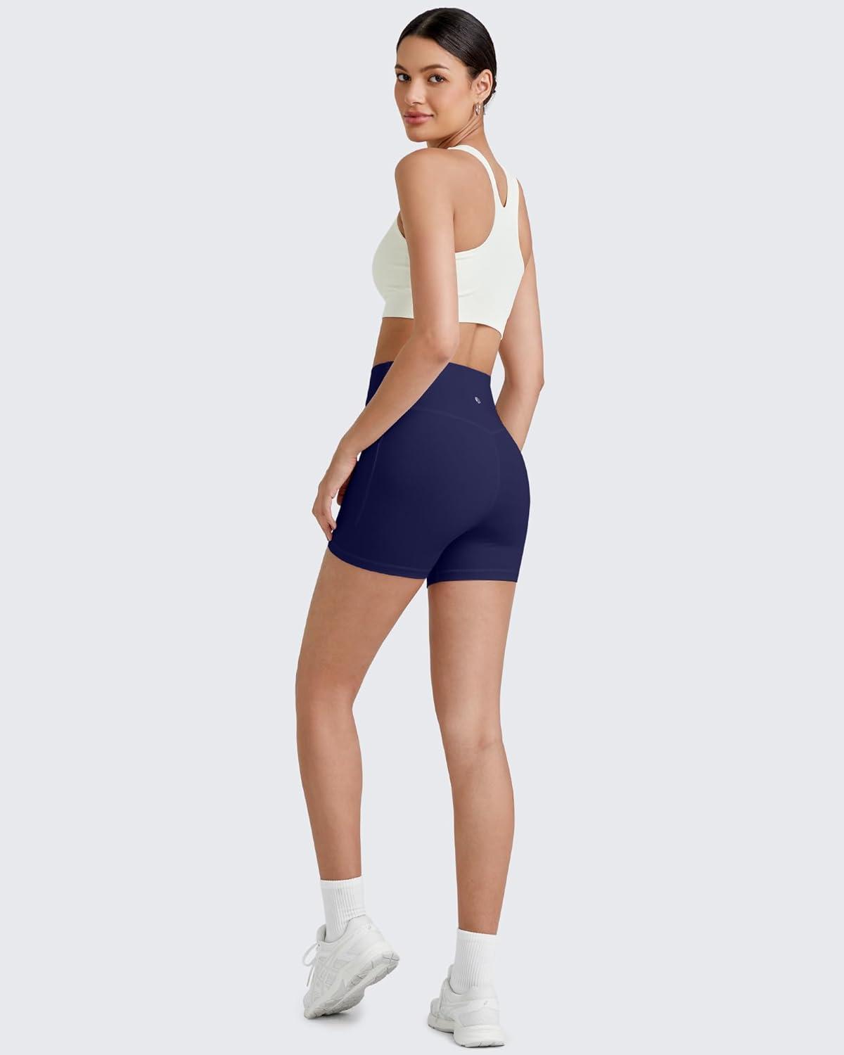 imageG4Free Barefeel Biker Shorts for Women with Pockets High Waisted Workout Athletic Gym Legging Shorts 4quot6quotDark Navy