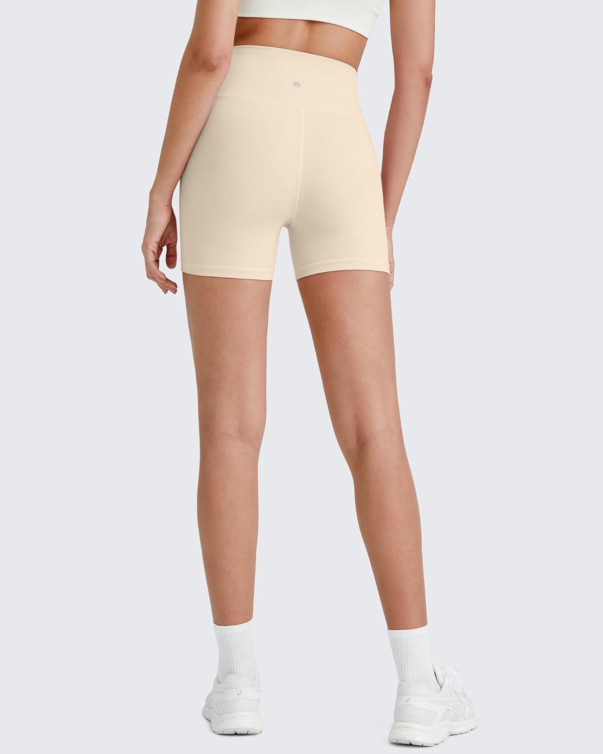 imageG4Free Barefeel Biker Shorts for Women with Pockets High Waisted Workout Athletic Gym Legging Shorts 4quot6quotLight Khaki