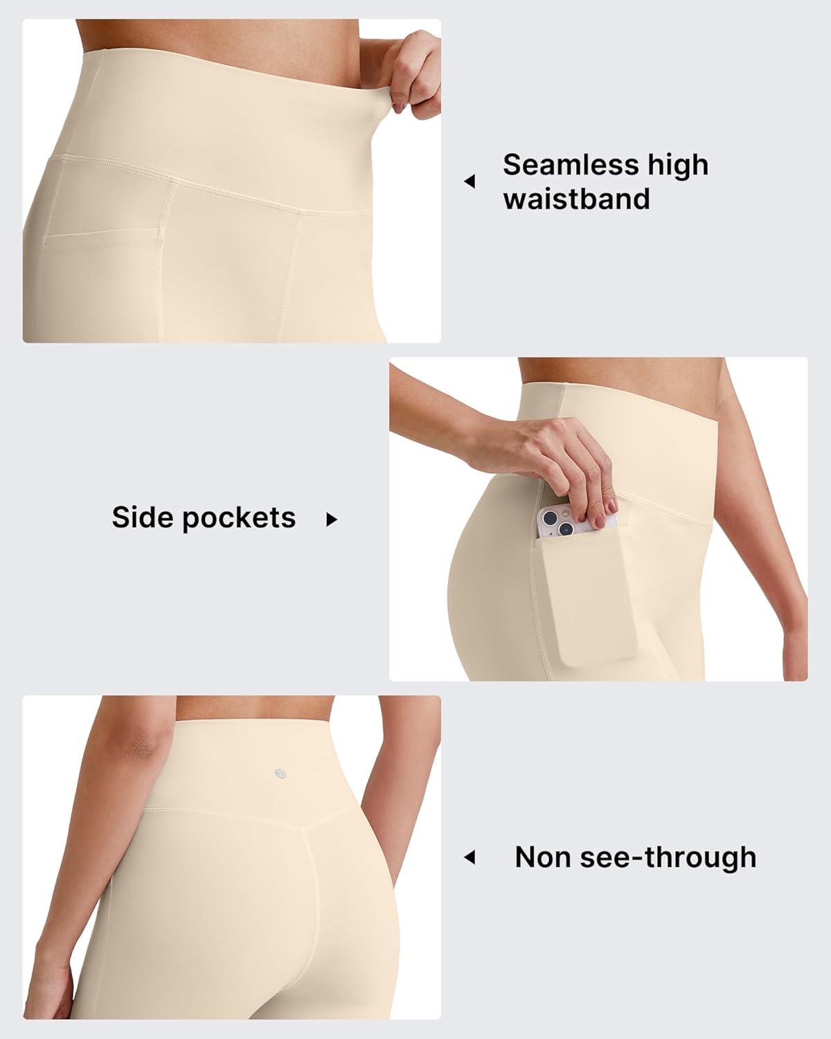 imageG4Free Barefeel Biker Shorts for Women with Pockets High Waisted Workout Athletic Gym Legging Shorts 4quot6quotLight Khaki