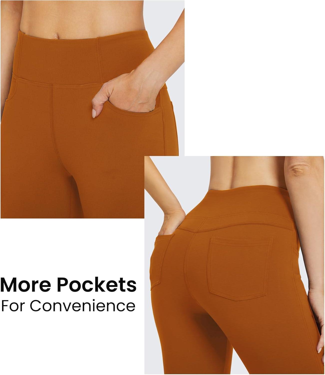 imageG4Free Bootcut Yoga Pants with 4 Pockets Flare Leggings for Women High Waisted Casual Dress PantsBrown Sugar