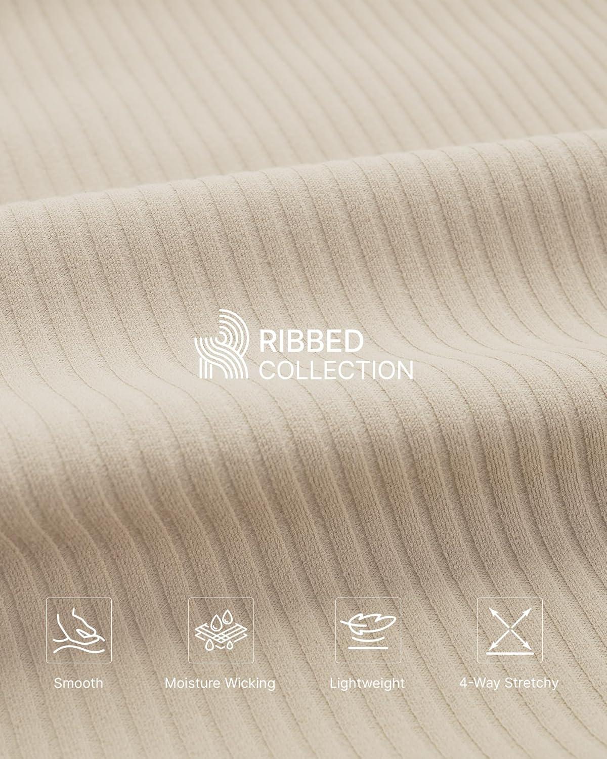 imageG4Free Breathable Ribbed Wide Leg Yoga Pants Women High Waist Lightweight Casual Trousers with PocketsLight Khaki