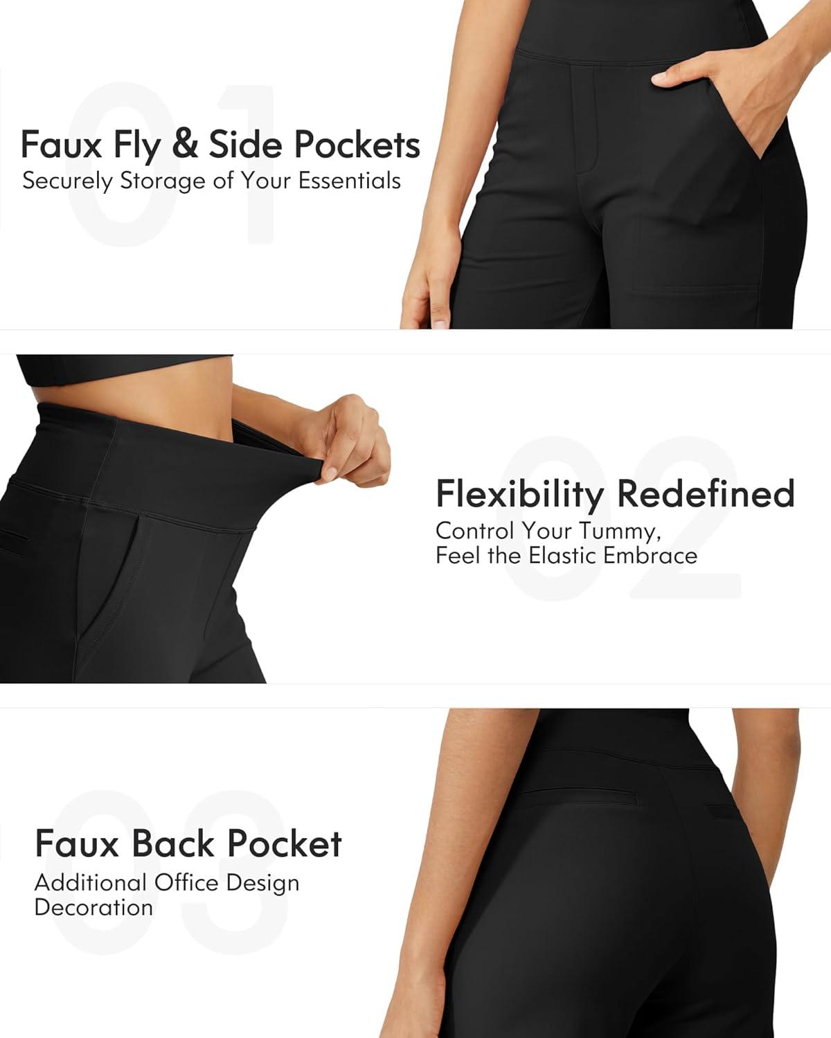 imageG4Free Capri Pants for Women Wide Leg Yoga Dress Cropped Pants Capri Leggings with Pockets for Casual SummerBlack