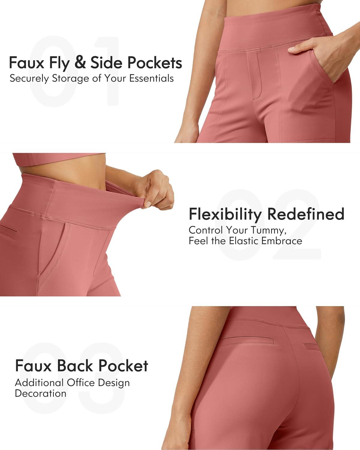 imageG4Free Capri Pants for Women Wide Leg Yoga Dress Cropped Pants Capri Leggings with Pockets for Casual SummerCameo
