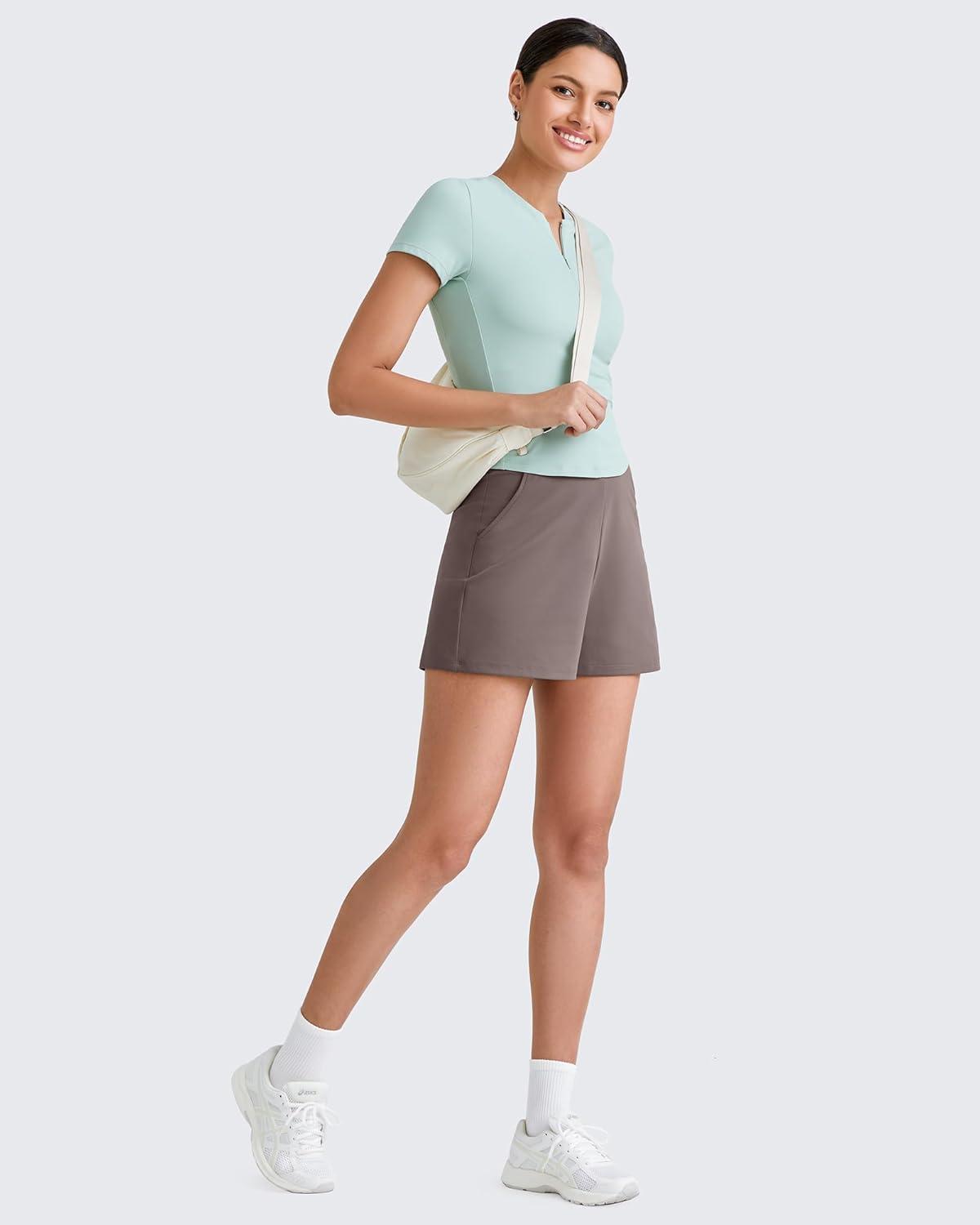 imageG4Free Casual Shorts for Women 3 Athletic Shorts Elastic Waist Running Shorts Summer Shorts with PocketsTaupe