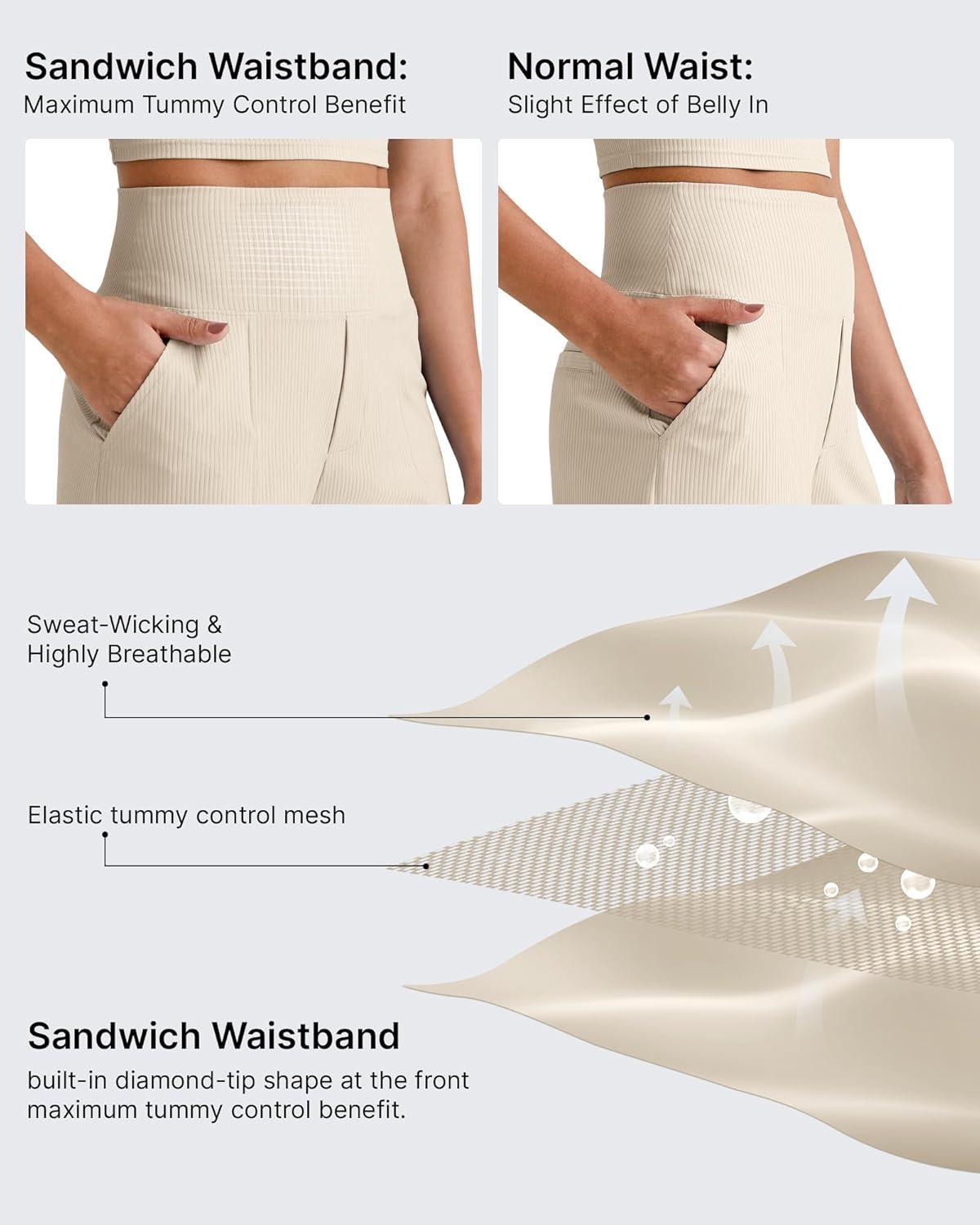 imageG4Free Comfy Ribbed Womens Shorts Dressy Casual High Waisted Athletic Lounge Trouser Shorts with Side PocketsLight Khaki