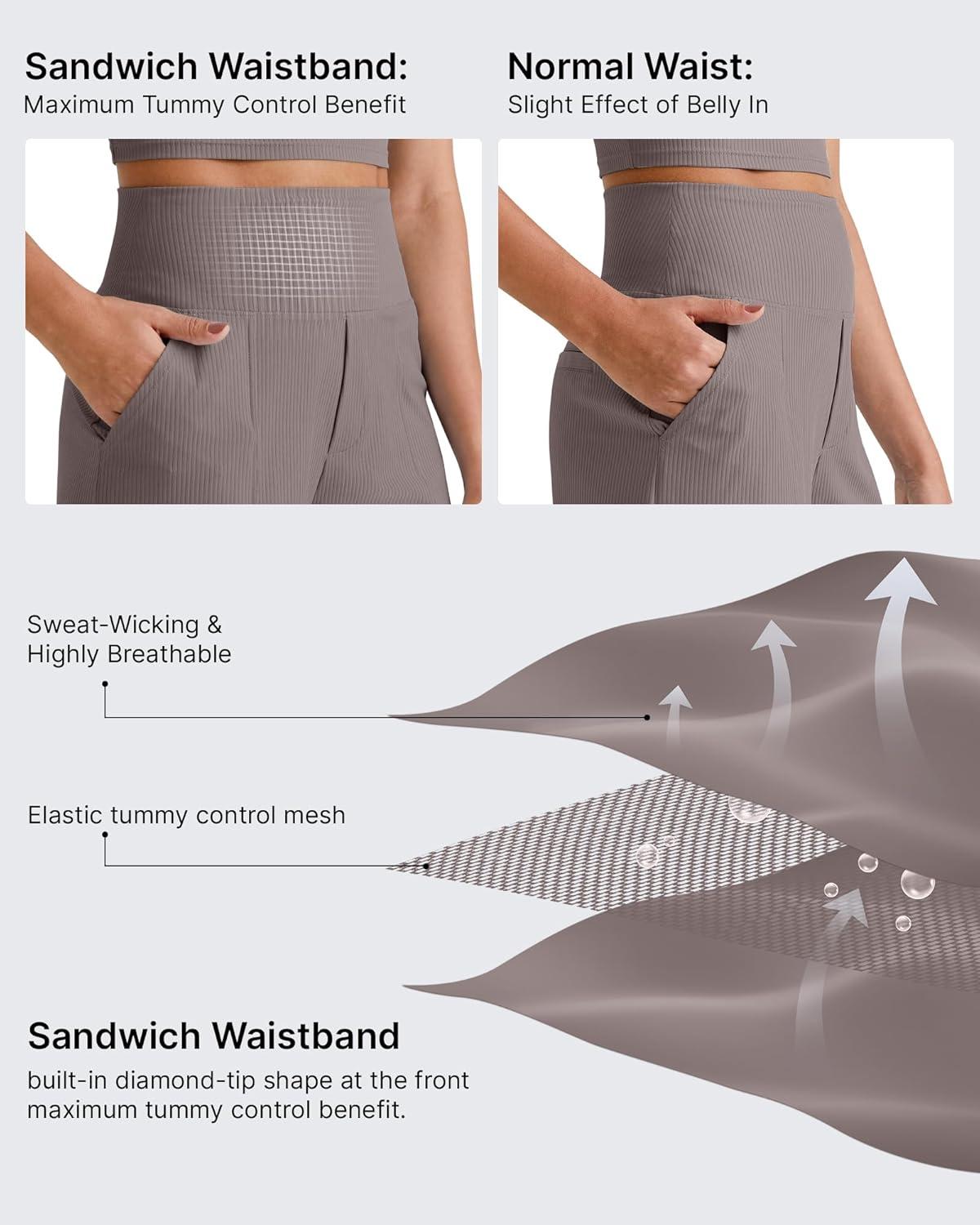 imageG4Free Comfy Ribbed Womens Shorts Dressy Casual High Waisted Athletic Lounge Trouser Shorts with Side PocketsTaupe
