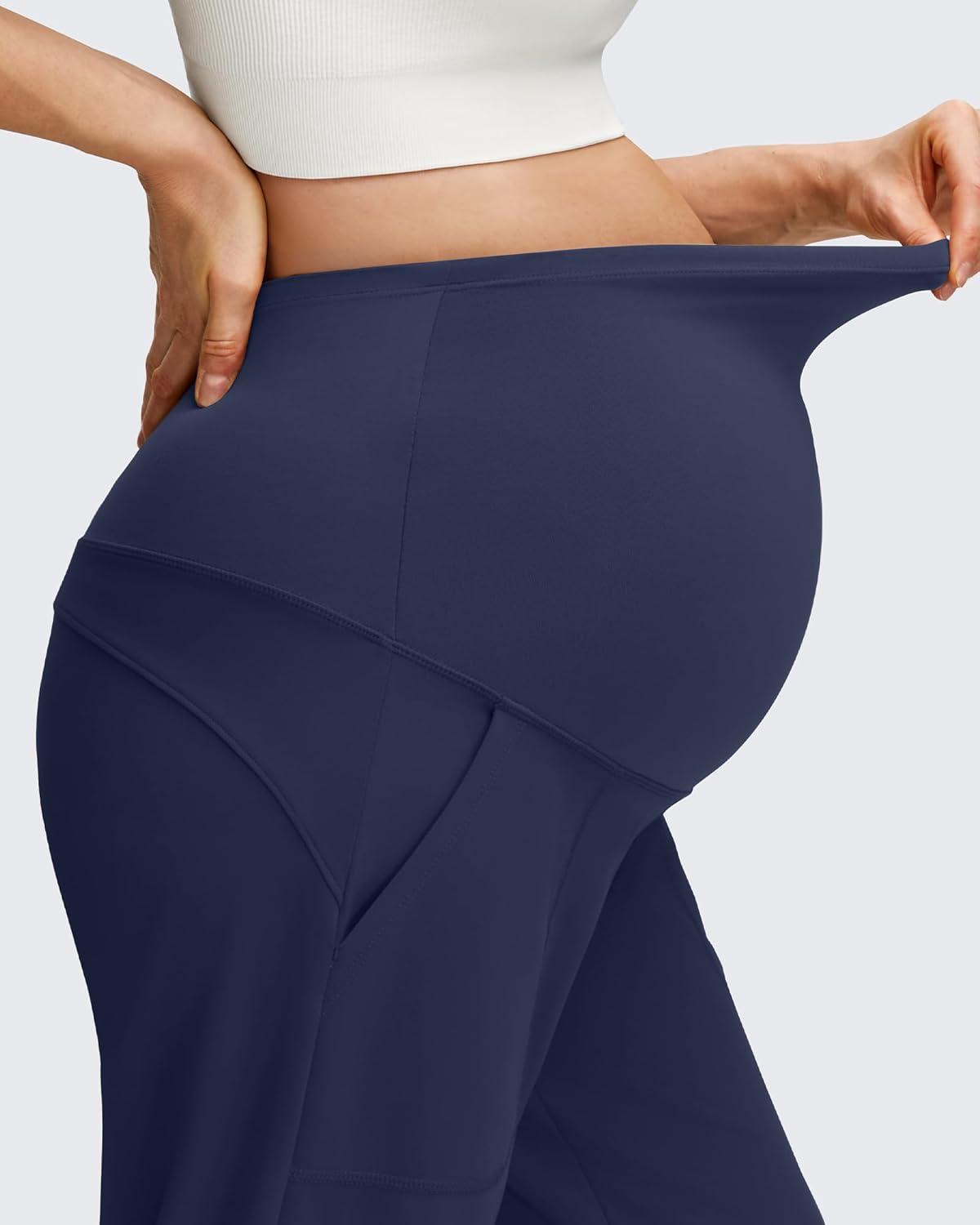 imageG4Free EverGoing Maternity Pants Stretchy Workout Lounge Pants Over The Belly Pregnancy Joggers with PocketsRoyal Blue