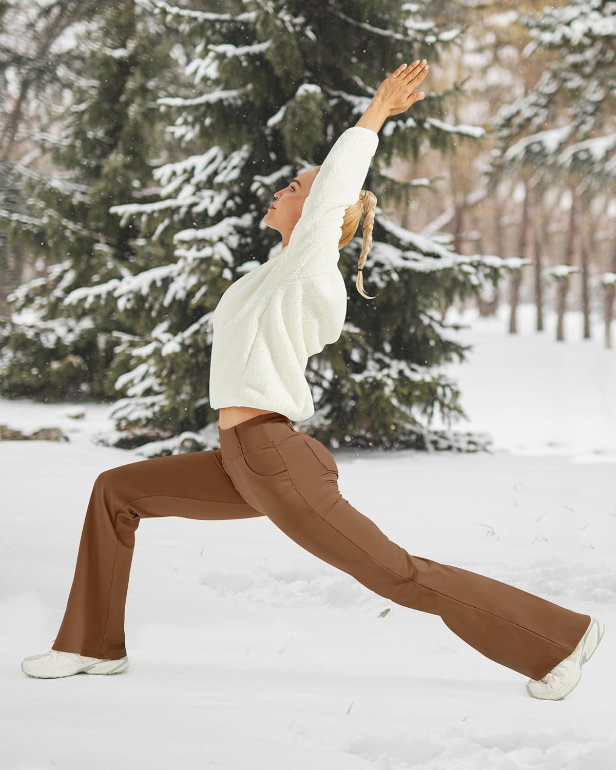 imageG4Free Fleece Lined Leggings Women Yoga Dress Pants with 4 Pockets Stretchy Work Pants Business Casual 29quot31quot33quotDark Coffee