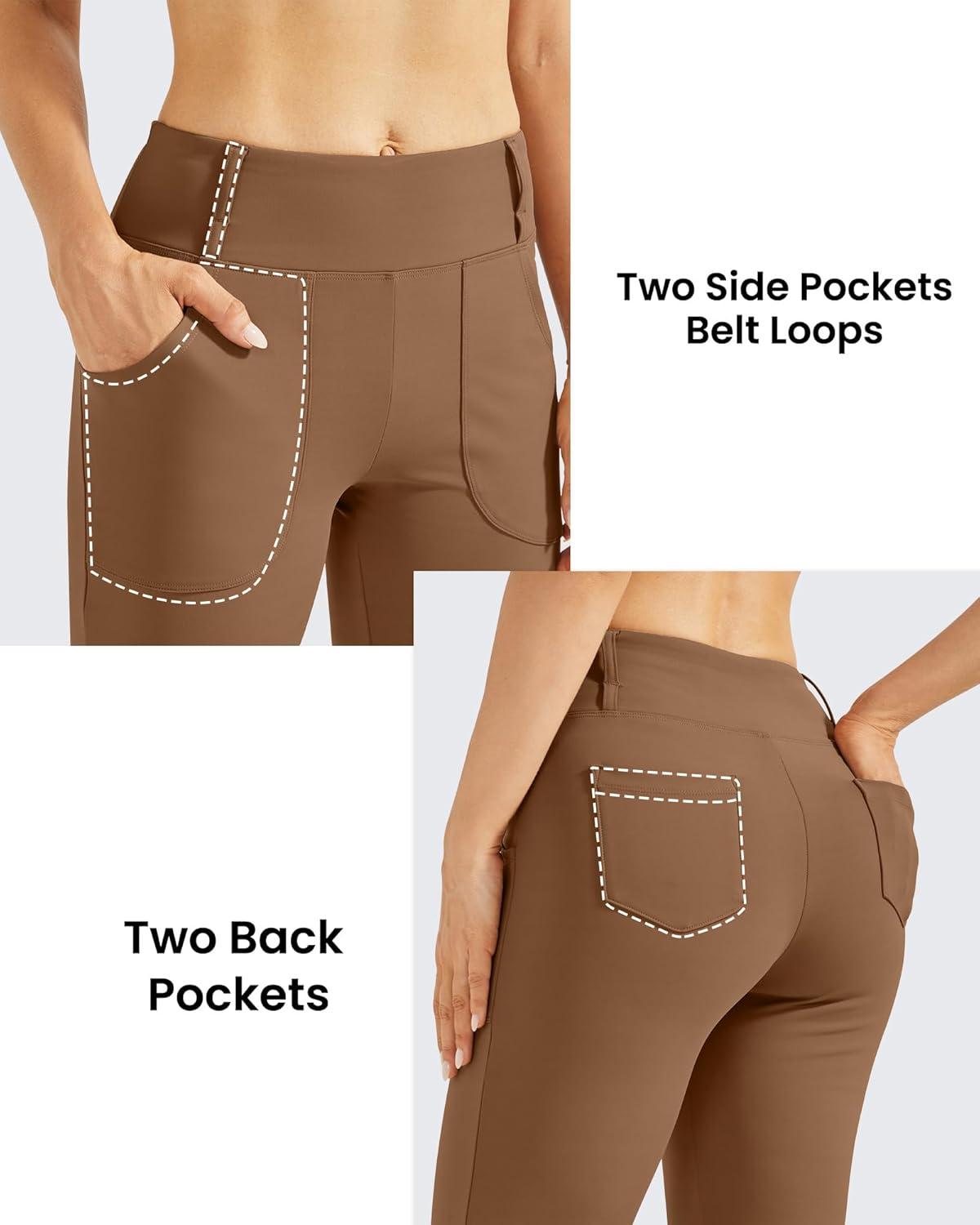 imageG4Free Fleece Lined Leggings Women Yoga Dress Pants with 4 Pockets Stretchy Work Pants Business Casual 29quot31quot33quotDark Coffee