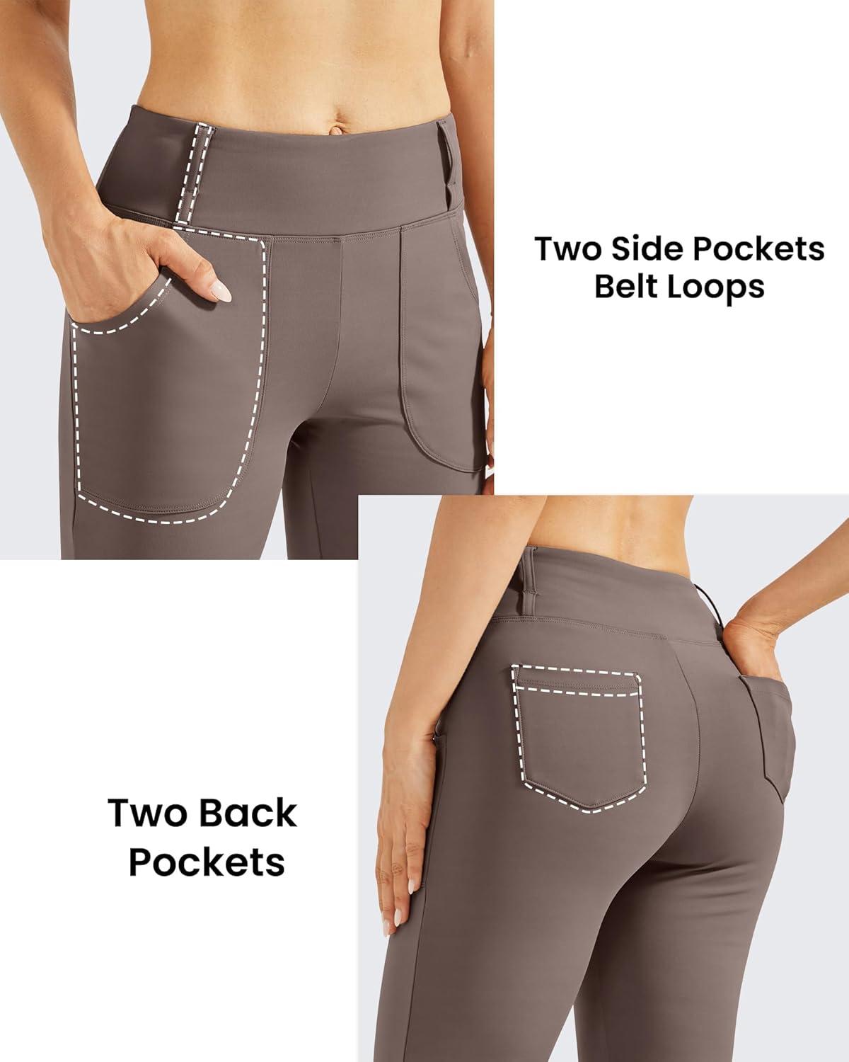 imageG4Free Fleece Lined Leggings Women Yoga Dress Pants with 4 Pockets Stretchy Work Pants Business Casual 29quot31quot33quotTaupe