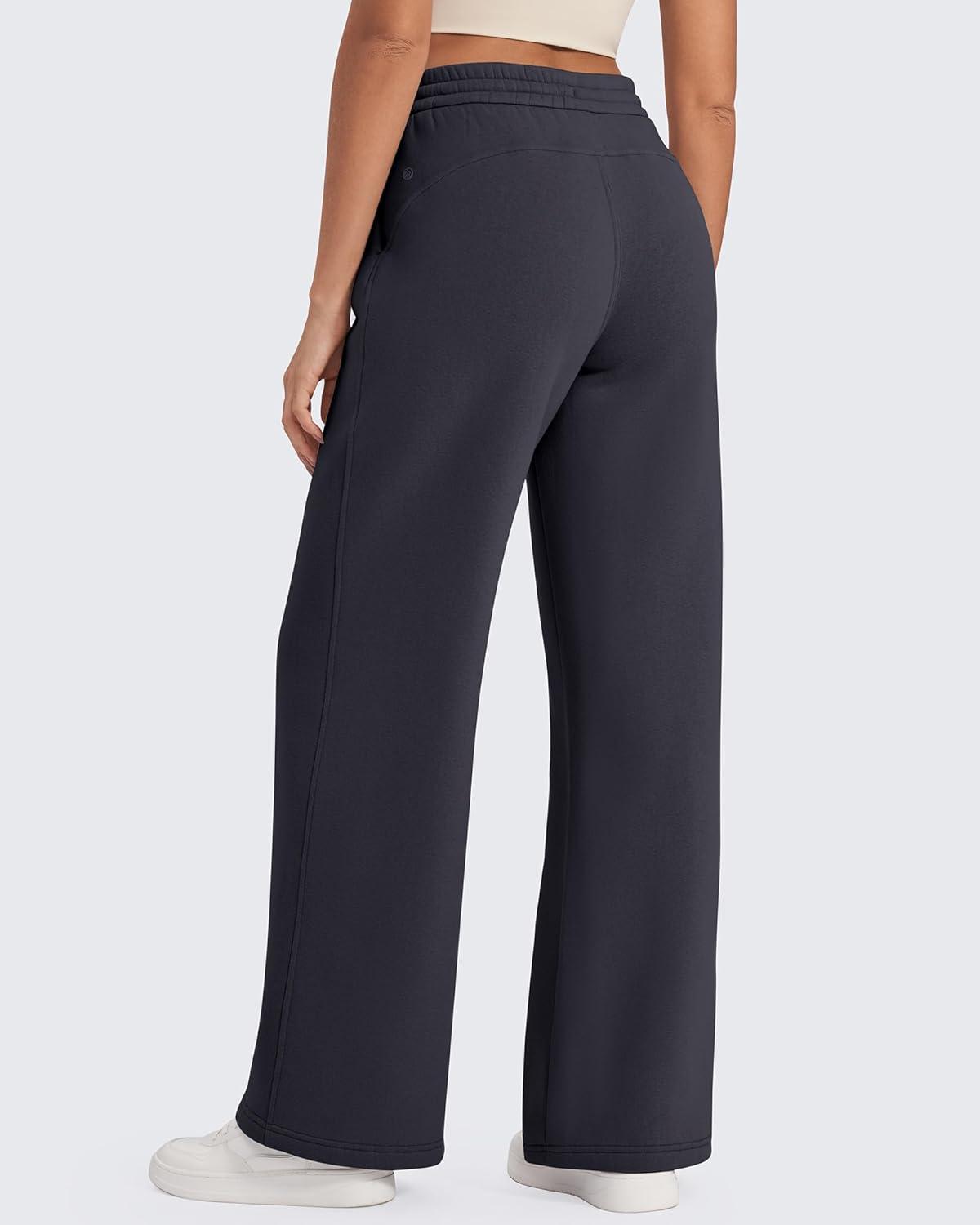 imageG4Free Flurrylux Fleece Lined Sweatpants Women Cotton Wide Leg Pants with Pockets Lounge CasualDark Gray