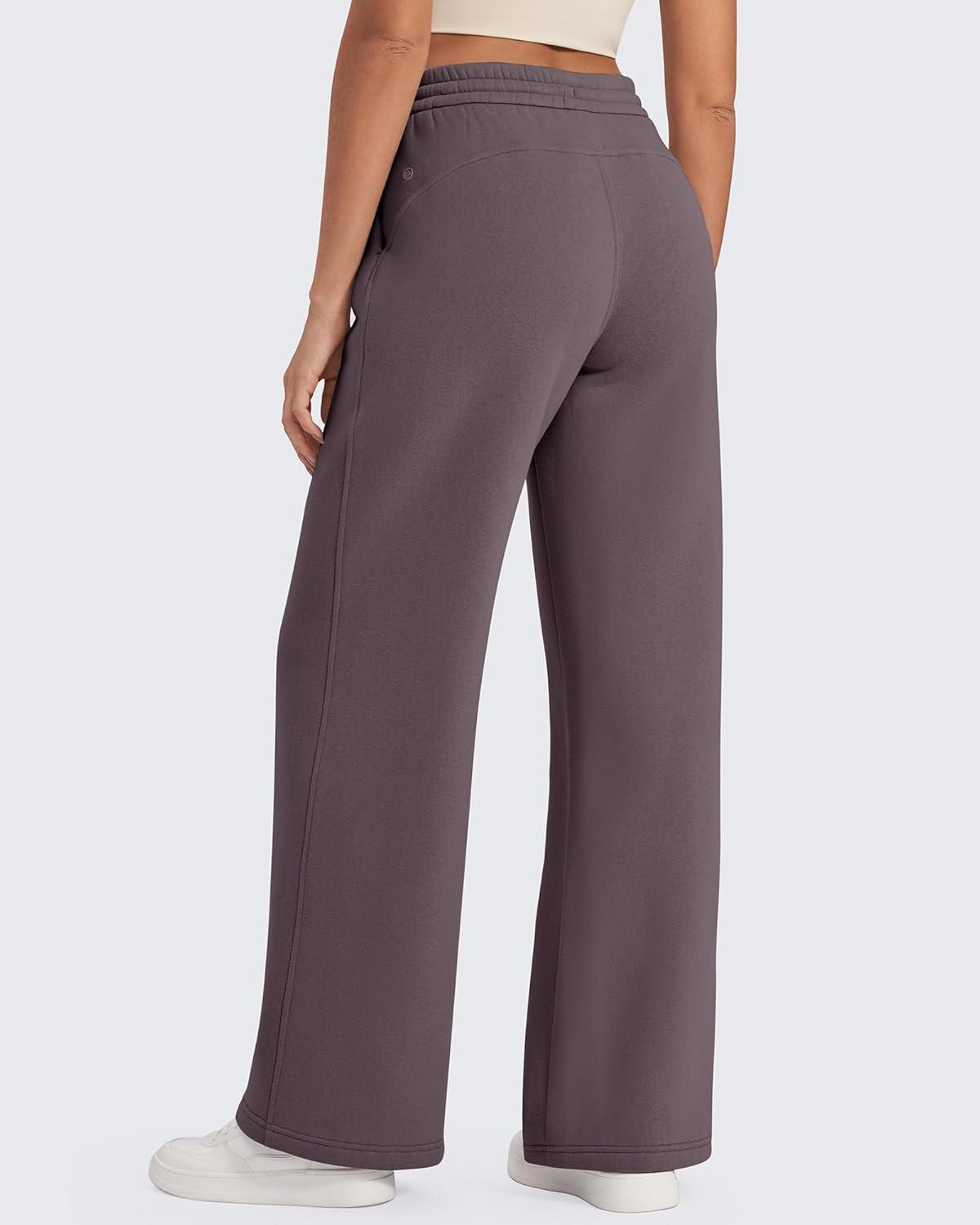 imageG4Free Flurrylux Fleece Lined Sweatpants Women Cotton Wide Leg Pants with Pockets Lounge CasualTaupe