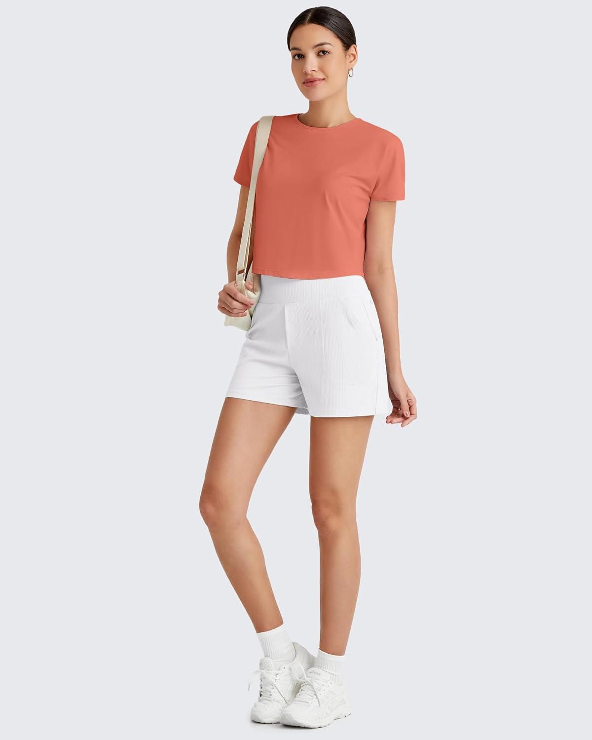 imageG4Free Lightbreeze Womens Workout Tops Batwing Sleeve Tees Loose Fit Athletic Gym Shirts Basic Yoga Tshirts Casual SummerBurnt Orange