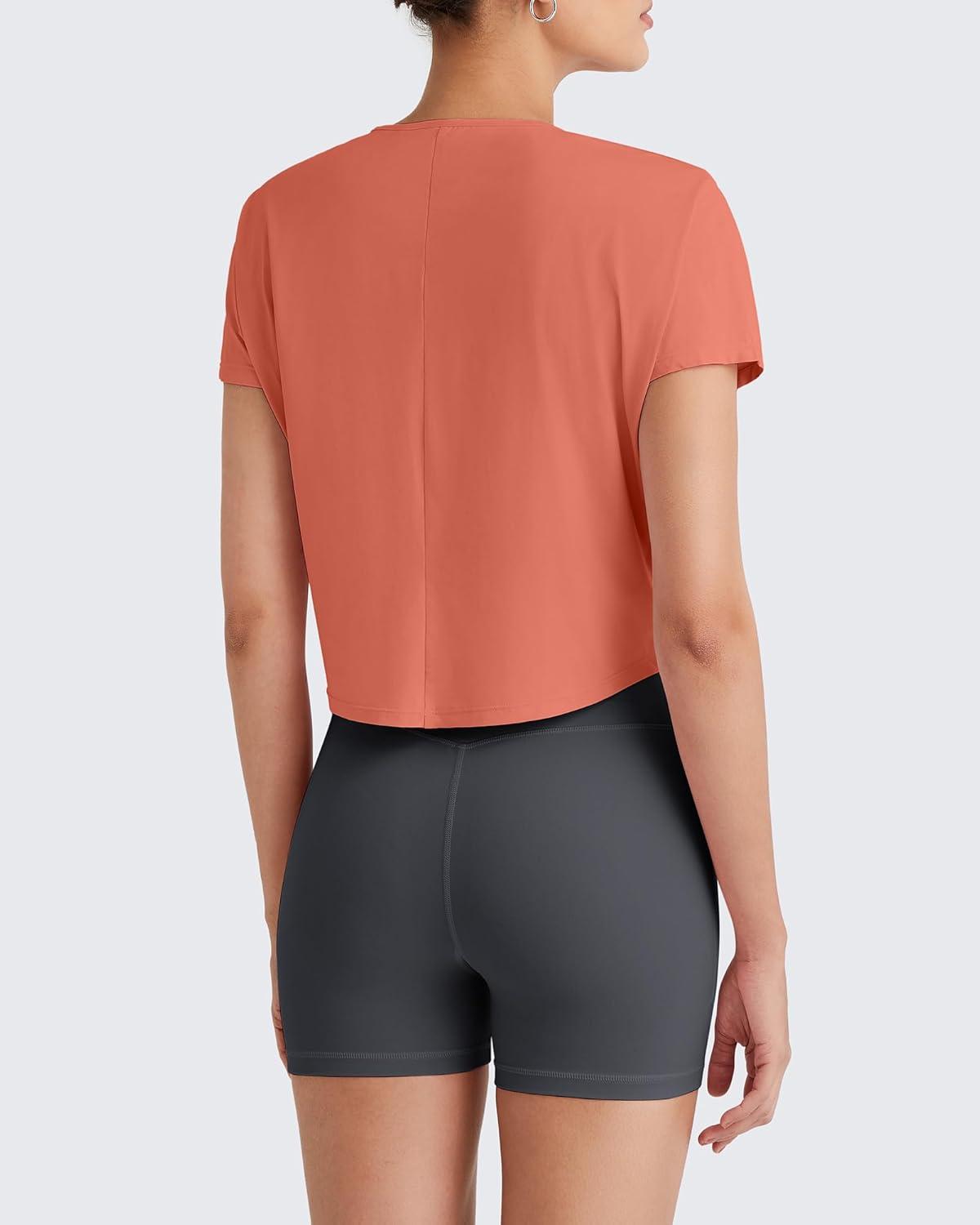 imageG4Free Lightbreeze Womens Workout Tops Batwing Sleeve Tees Loose Fit Athletic Gym Shirts Basic Yoga Tshirts Casual SummerBurnt Orange