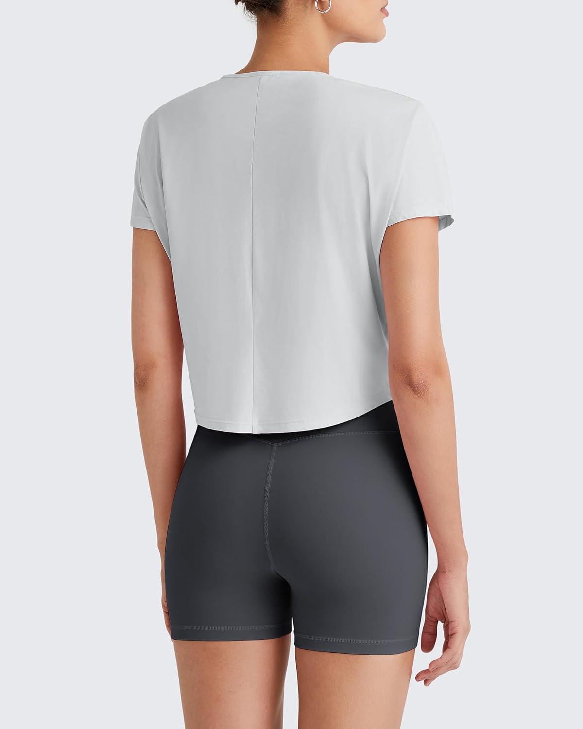 imageG4Free Lightbreeze Womens Workout Tops Batwing Sleeve Tees Loose Fit Athletic Gym Shirts Basic Yoga Tshirts Casual SummerGray