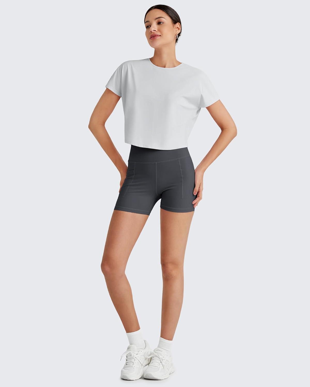 imageG4Free Lightbreeze Womens Workout Tops Batwing Sleeve Tees Loose Fit Athletic Gym Shirts Basic Yoga Tshirts Casual SummerGray